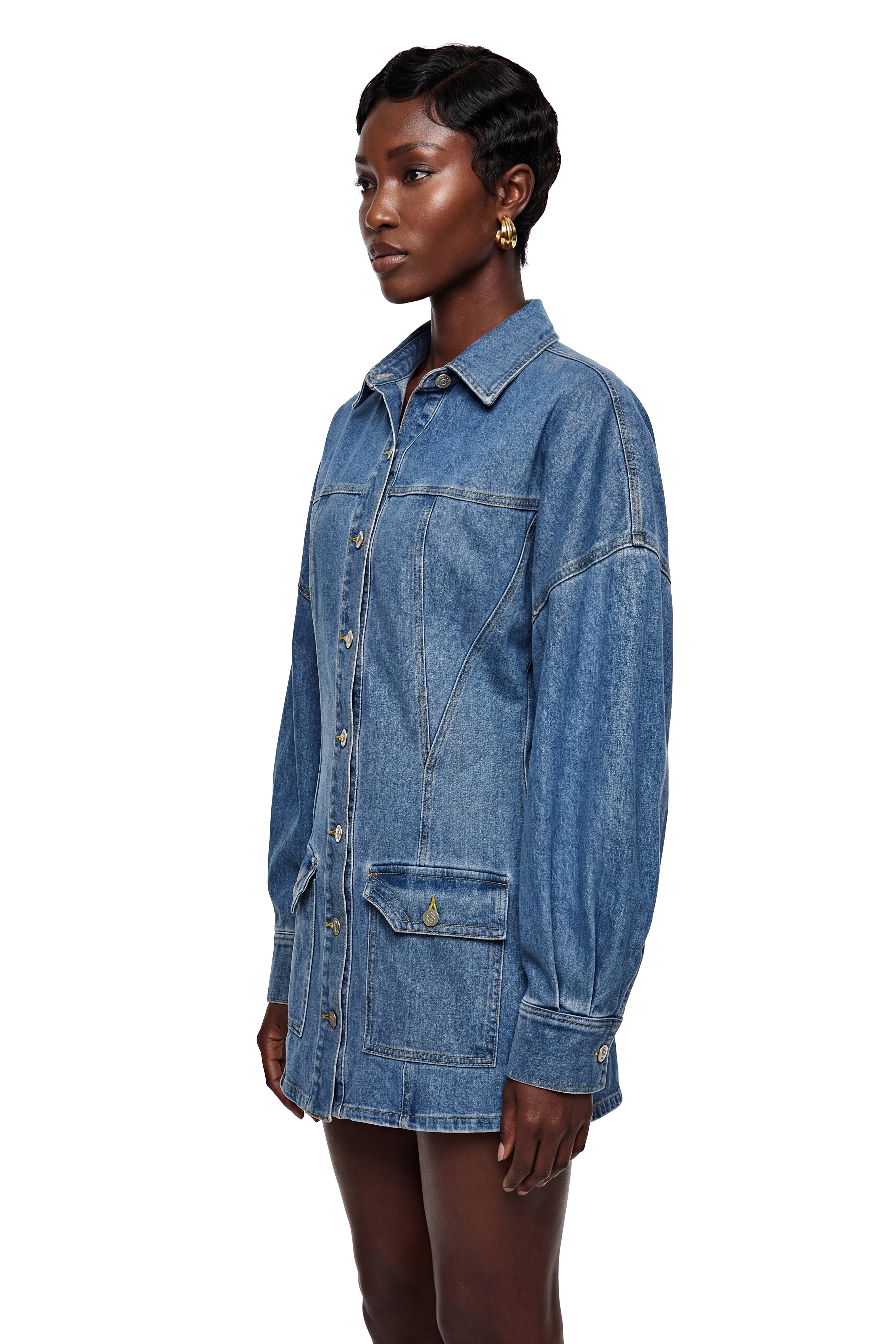 Eurydice Blue Button Down Denim Jacket (Final Sale-US Only)