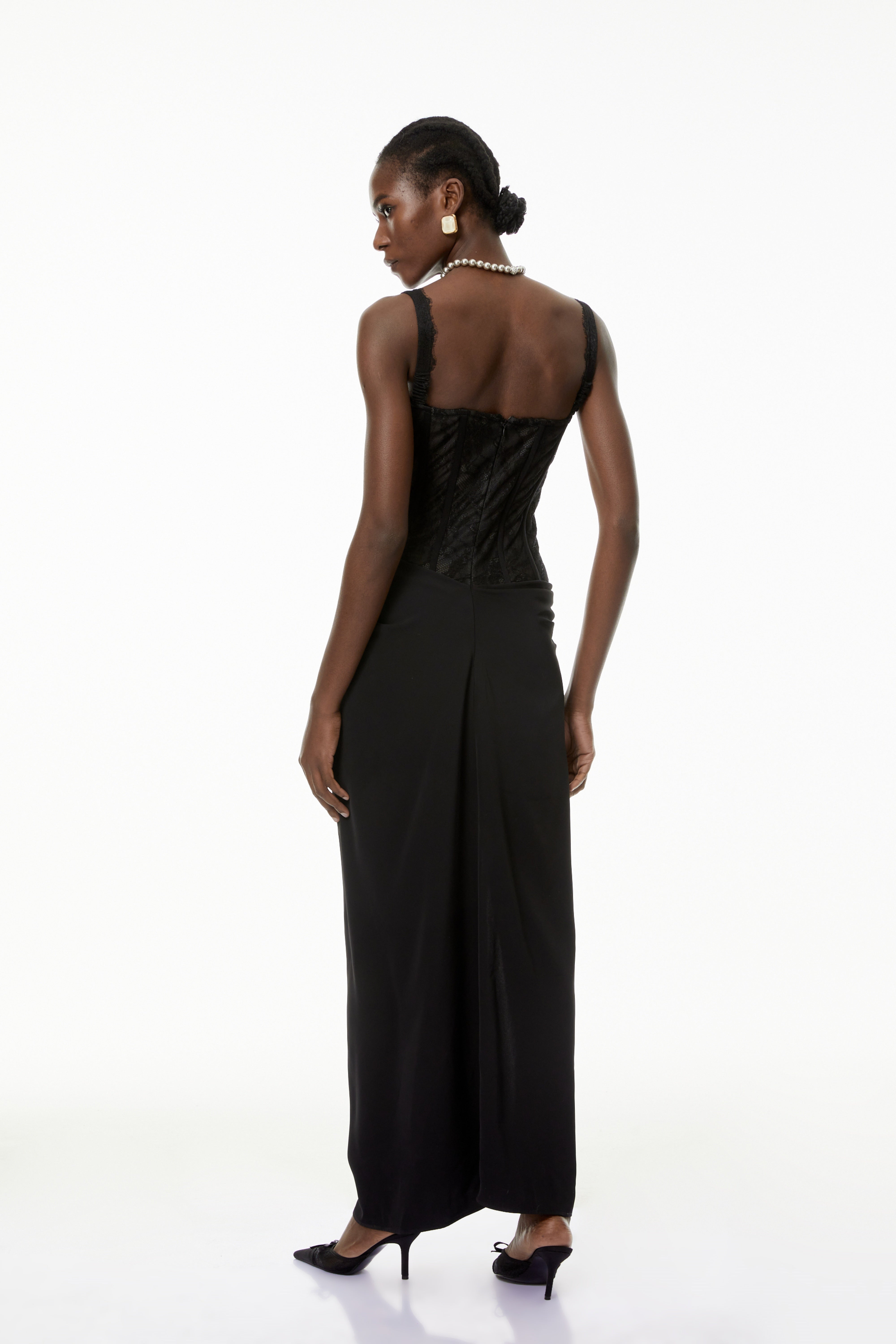 Francesca Black High Slit Floral Lace Maxi Dress (Final Sale)