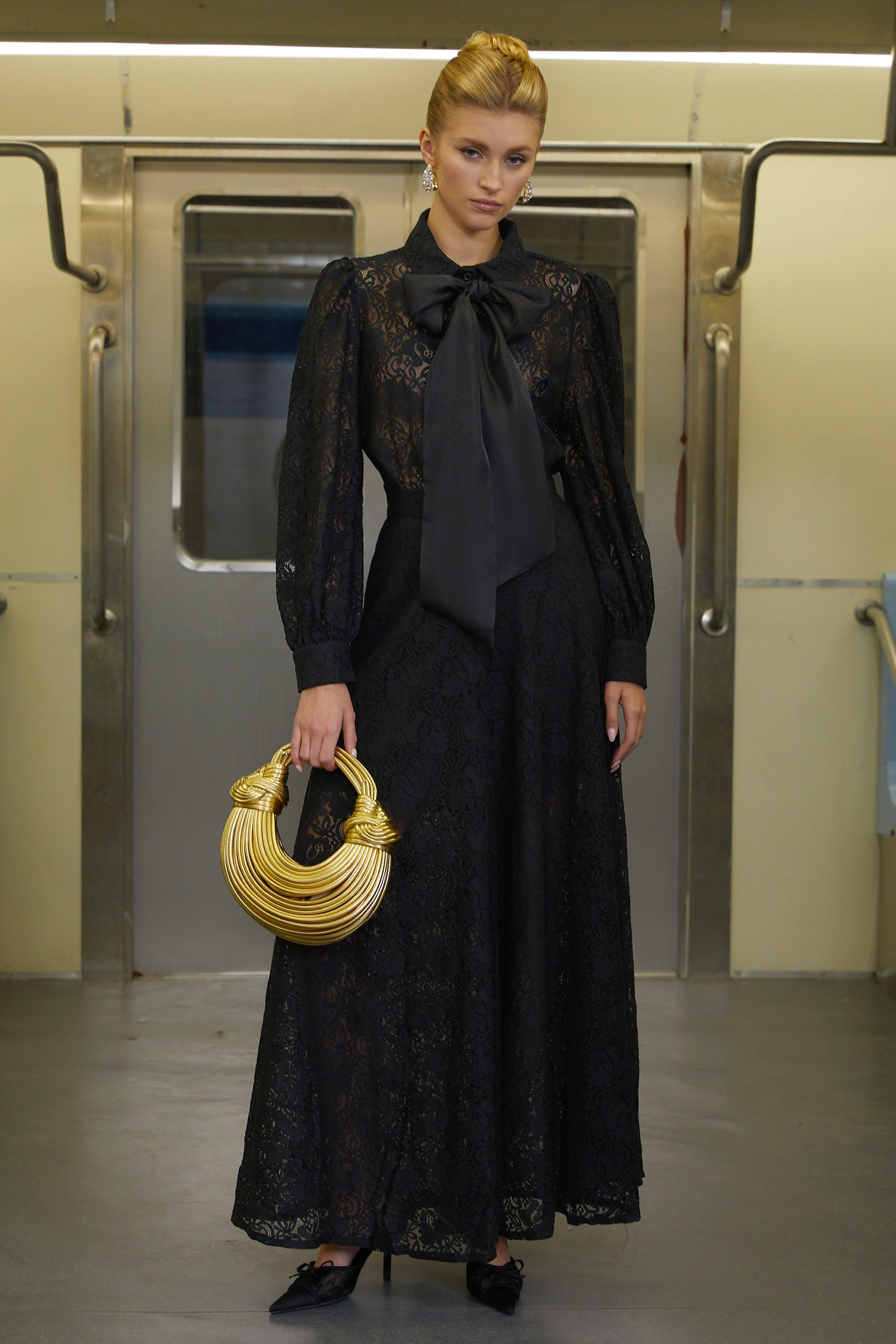 Gilberte Black Belted Shirt & Wide Leg Pants Set (Final Sale)
