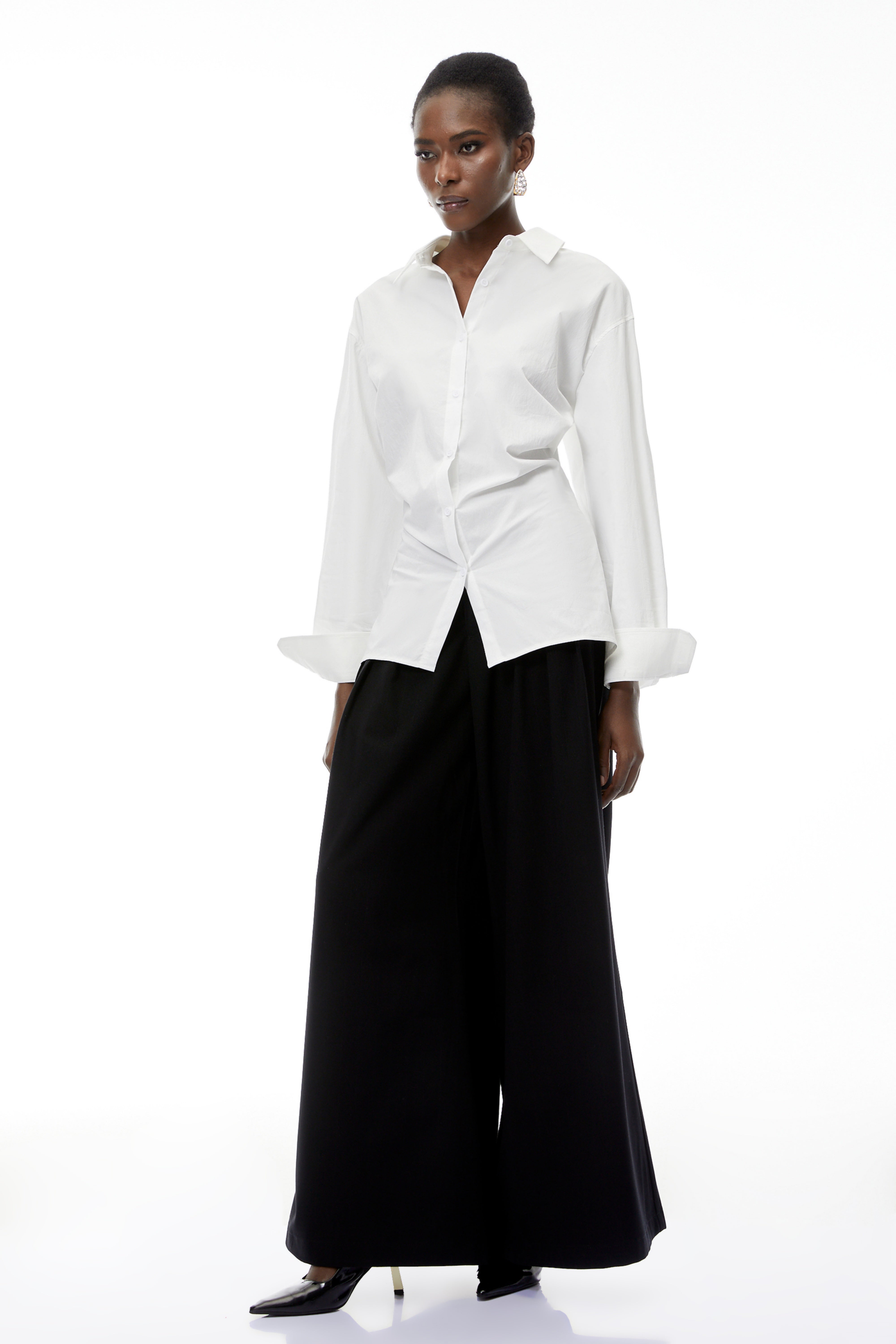 Gracie White Cinched Waist Shirt (Final Sale)