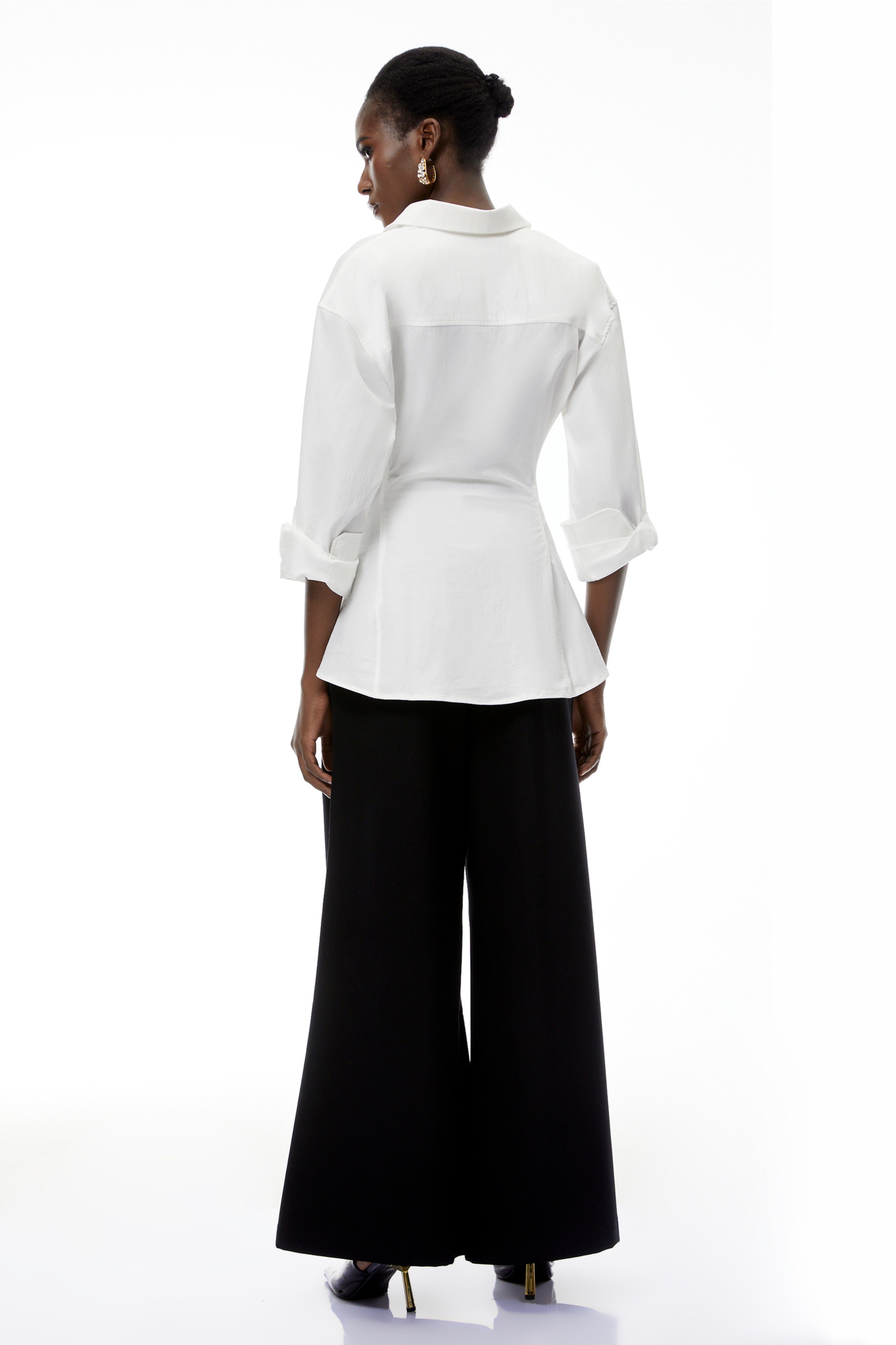 Gracie White Cinched Waist Shirt (Final Sale)