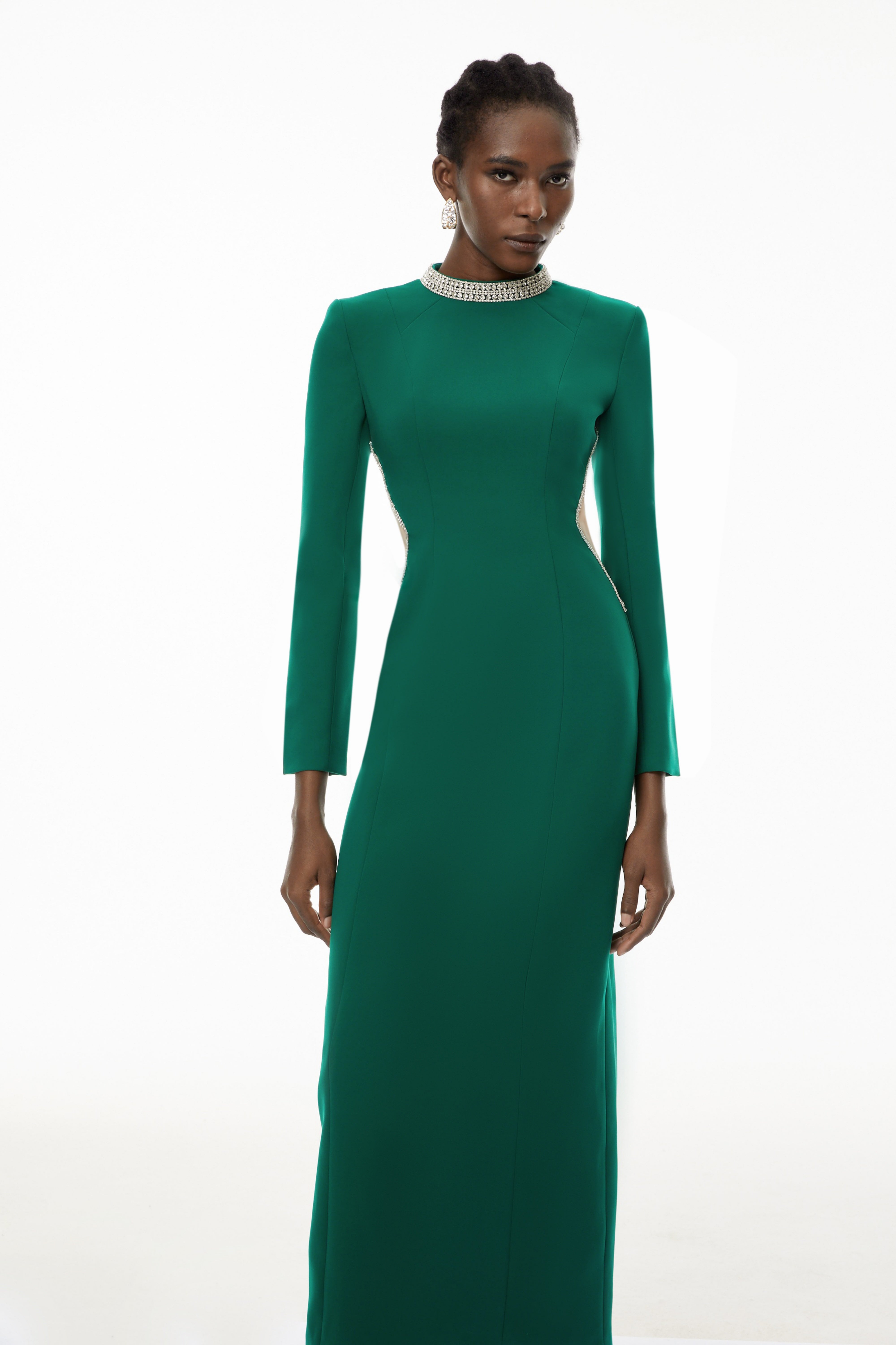 Hadley Green Cut-Out Crystal Maxi Dress (Final Sale)