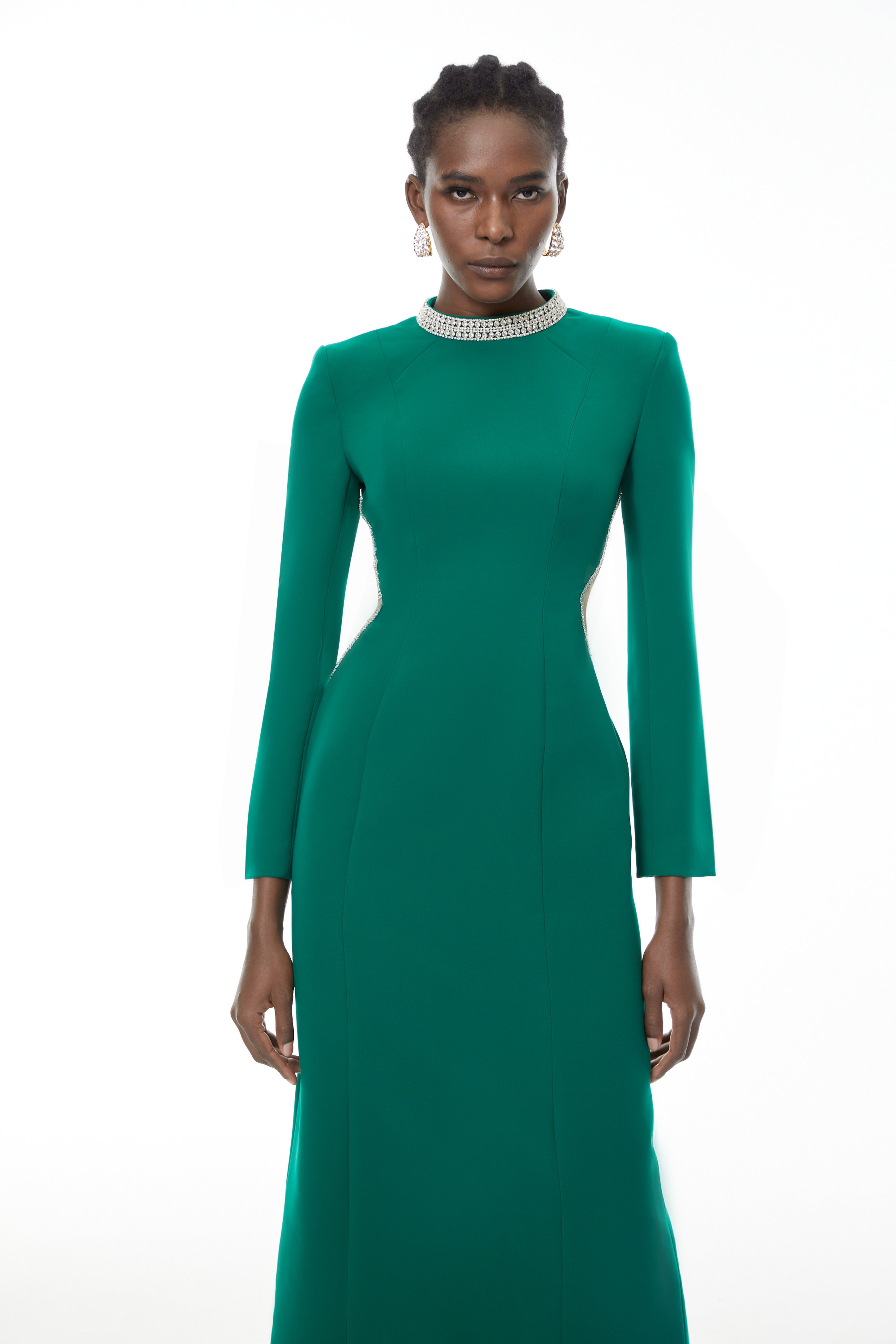 Hadley Green Cut-Out Crystal Maxi Dress (Final Sale)