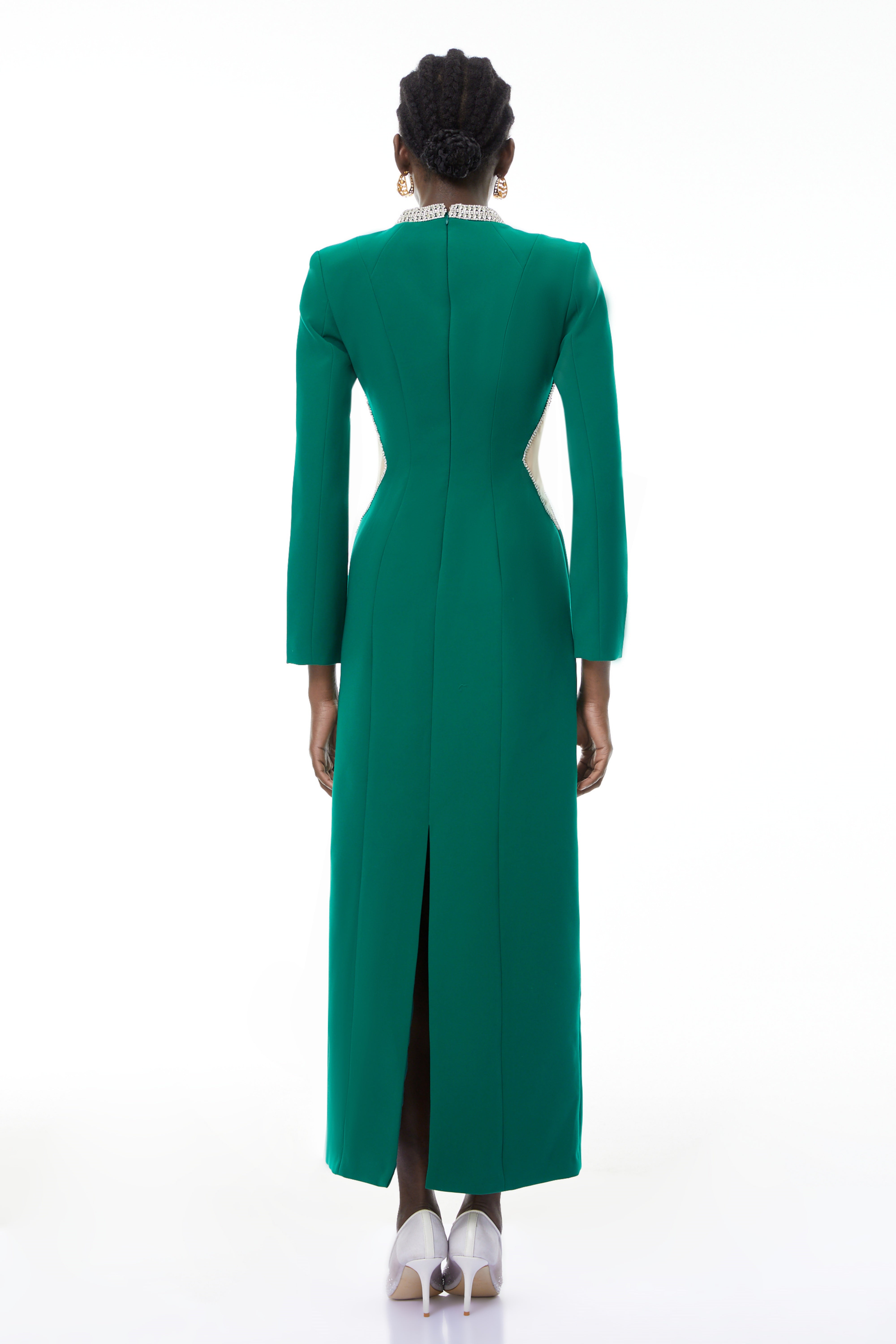 Hadley Green Cut-Out Crystal Maxi Dress (Final Sale)
