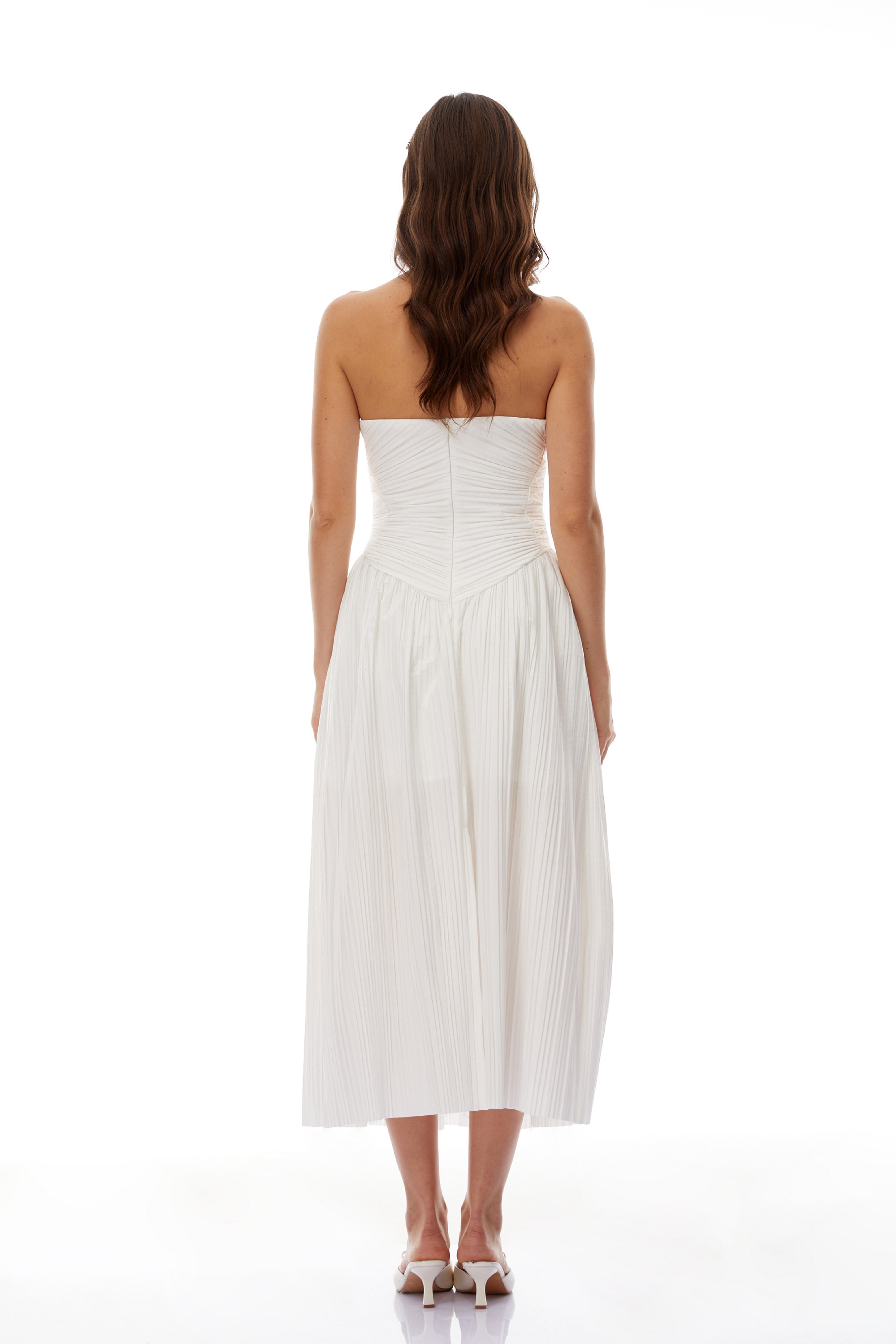 Ilinca White Off-Shoulder Ruched Maxi Dress (Final Sale)