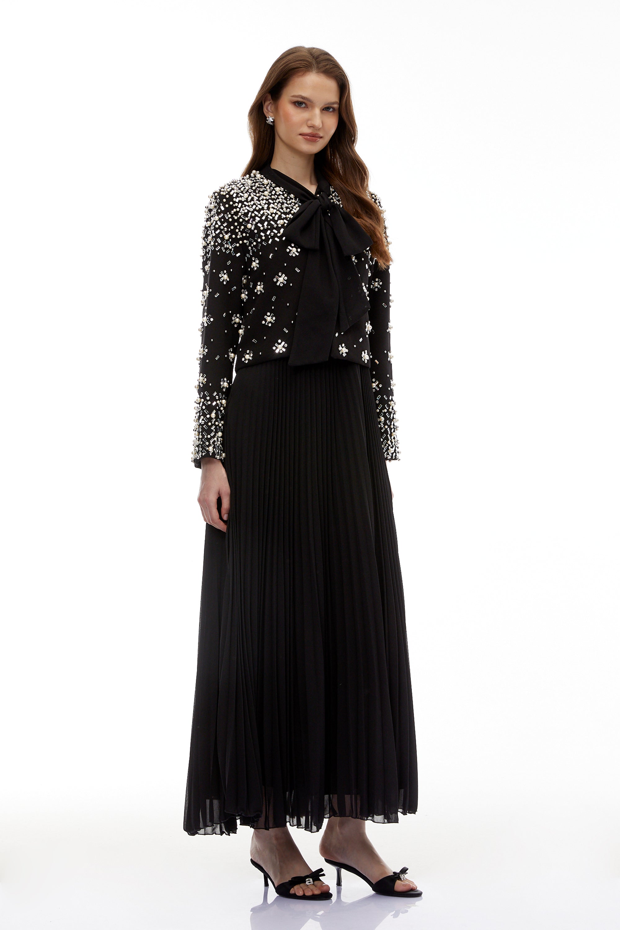 Imogen Black Embellished Jacket & Dress Set