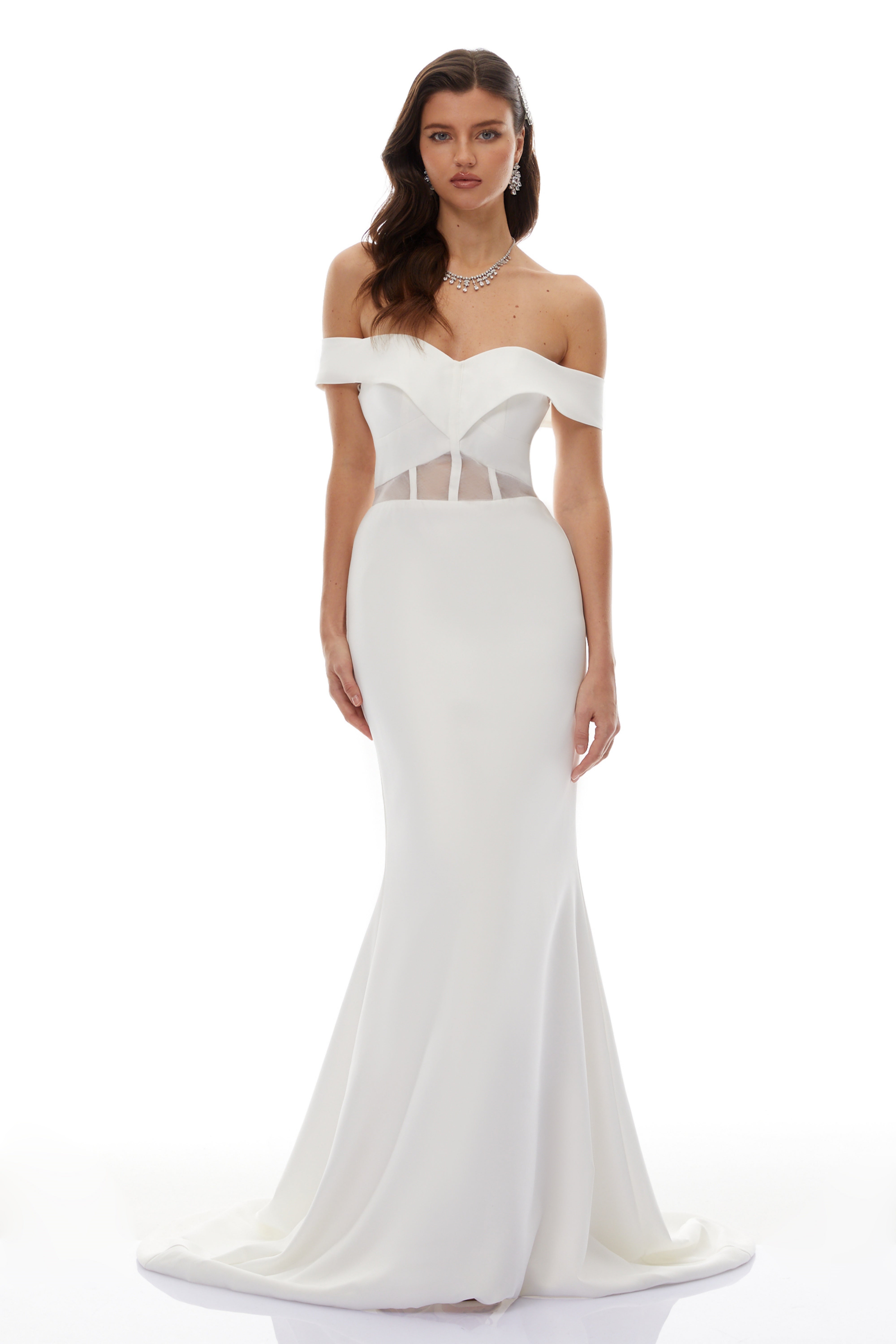 Ingrid White Off Shoulder Mermaid Maxi Dress (Final Sale)