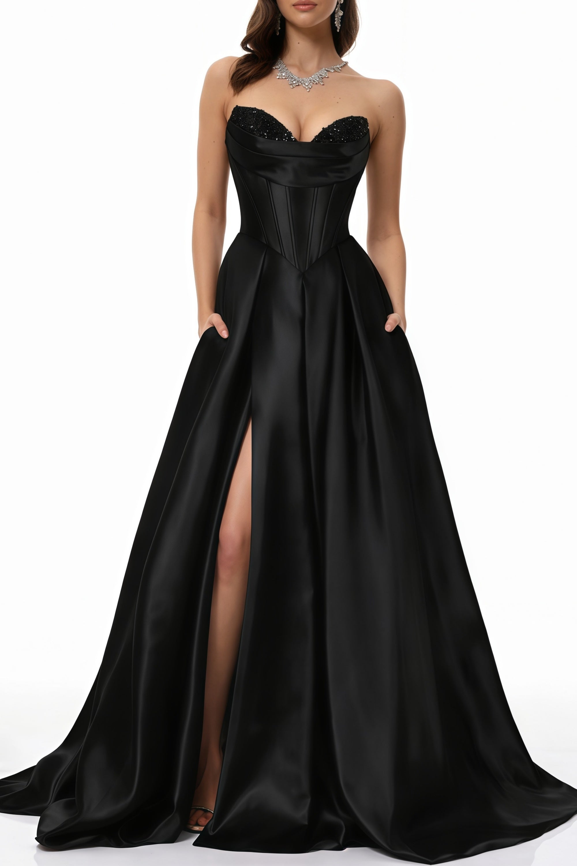 Black Corset Bodice Maxi Gown