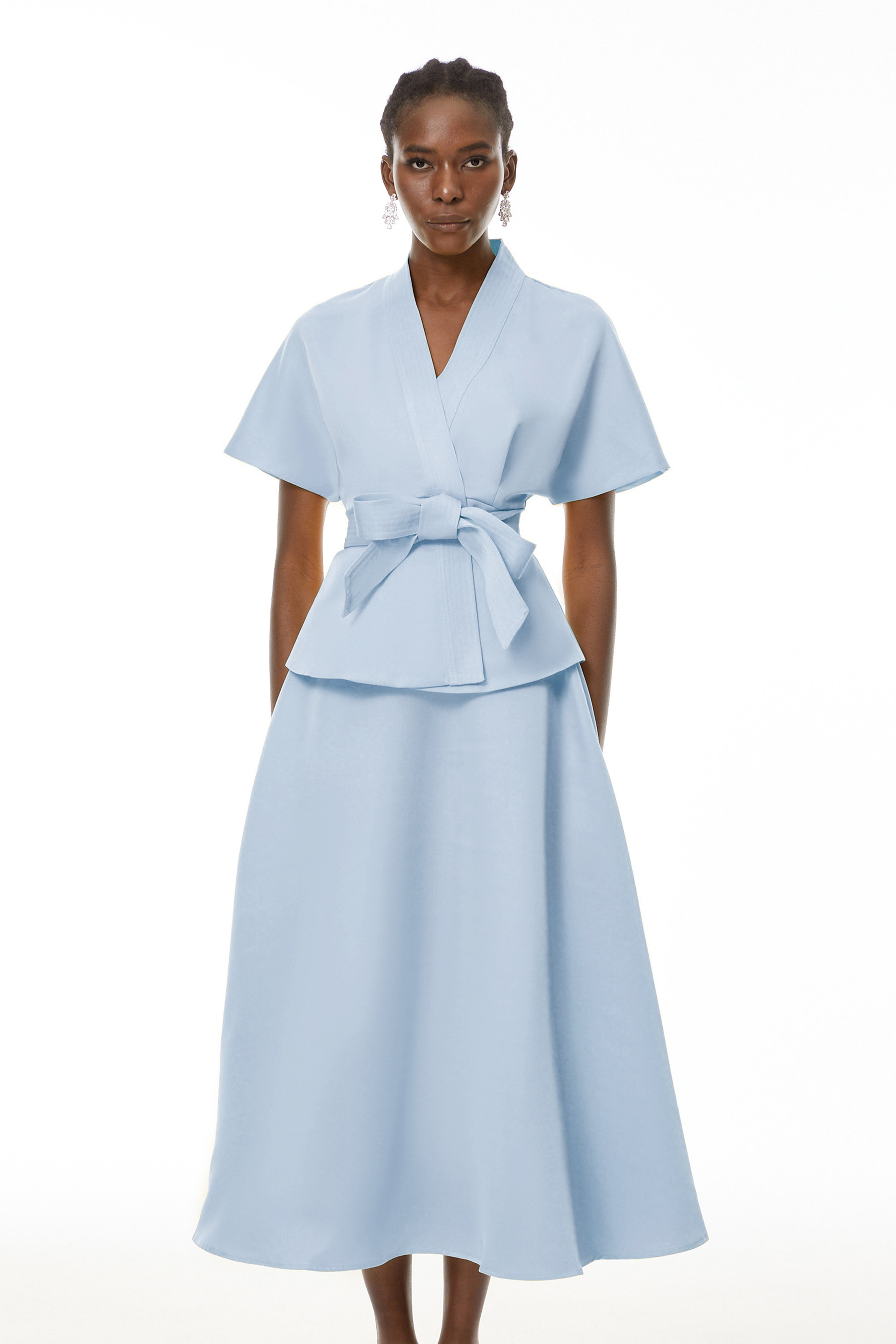 Johanna Blue Self-Tie Blouse & Skirt Set (Final Sale)