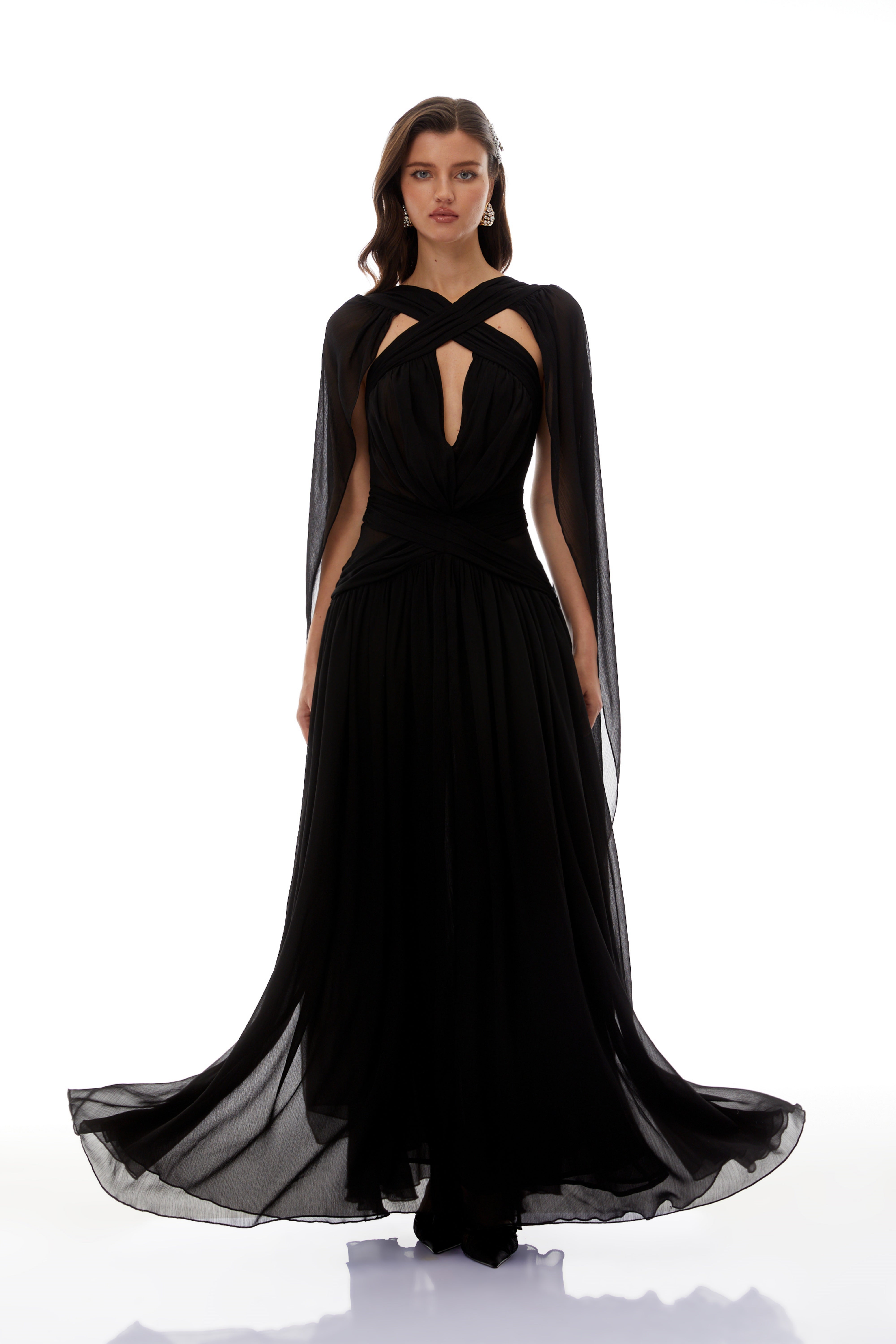 Jorge Black Open Back Ribbon Maxi Dress (Final Sale-US Only)
