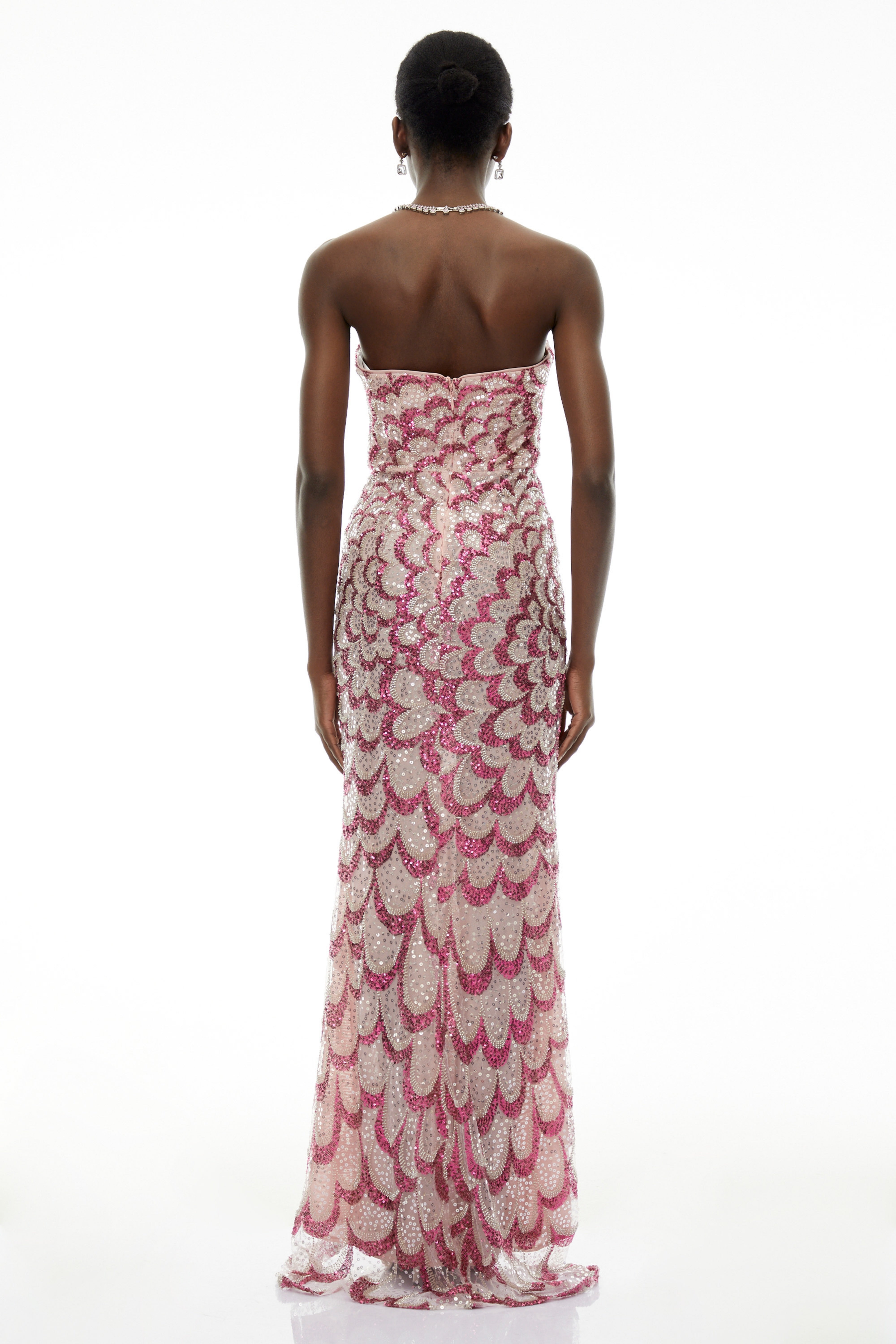 Julieta Pink Embellished Maxi Dress with Petals (Final Sale-US Only)