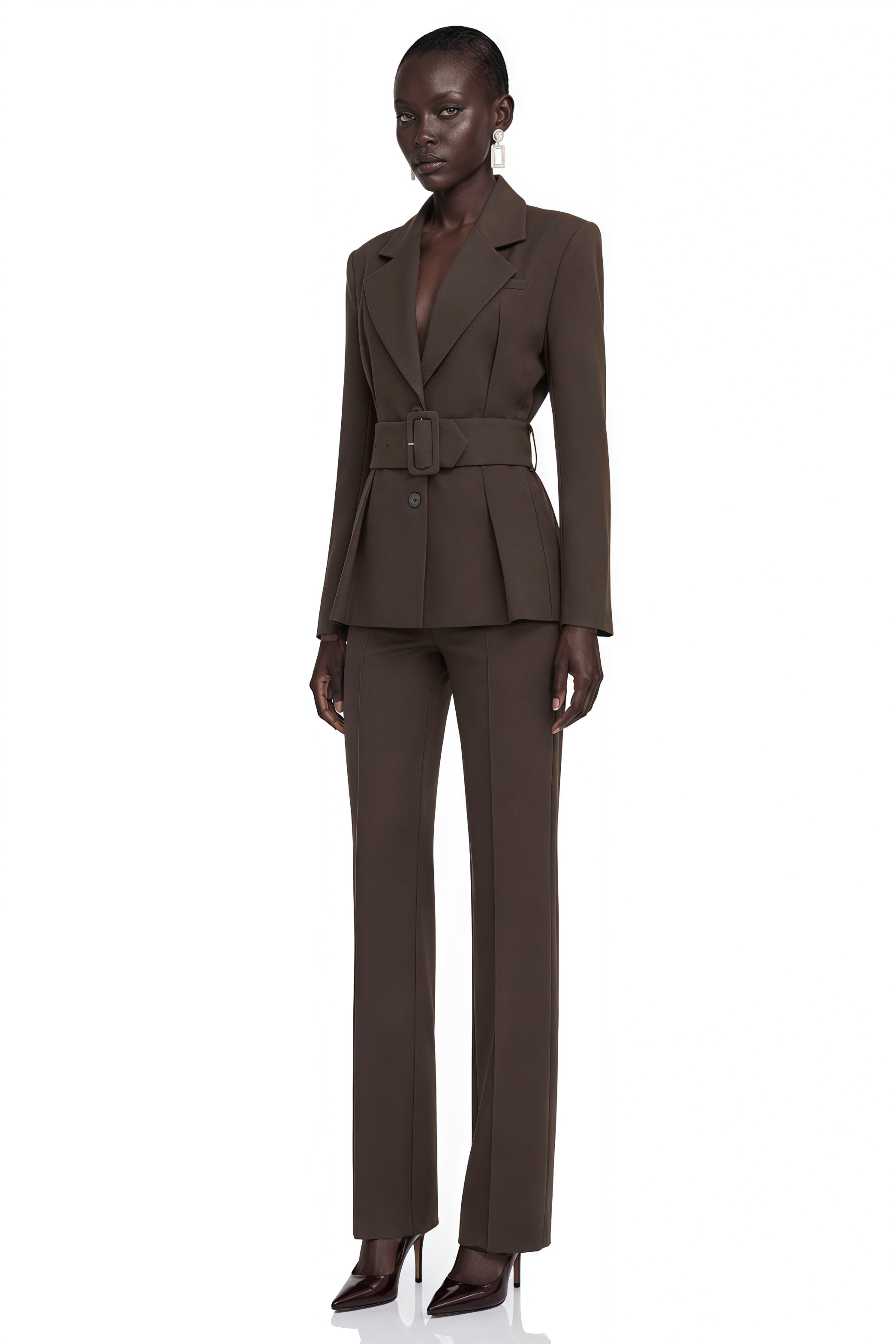 Kallisto Dark Brown Belted Wrap Blazer