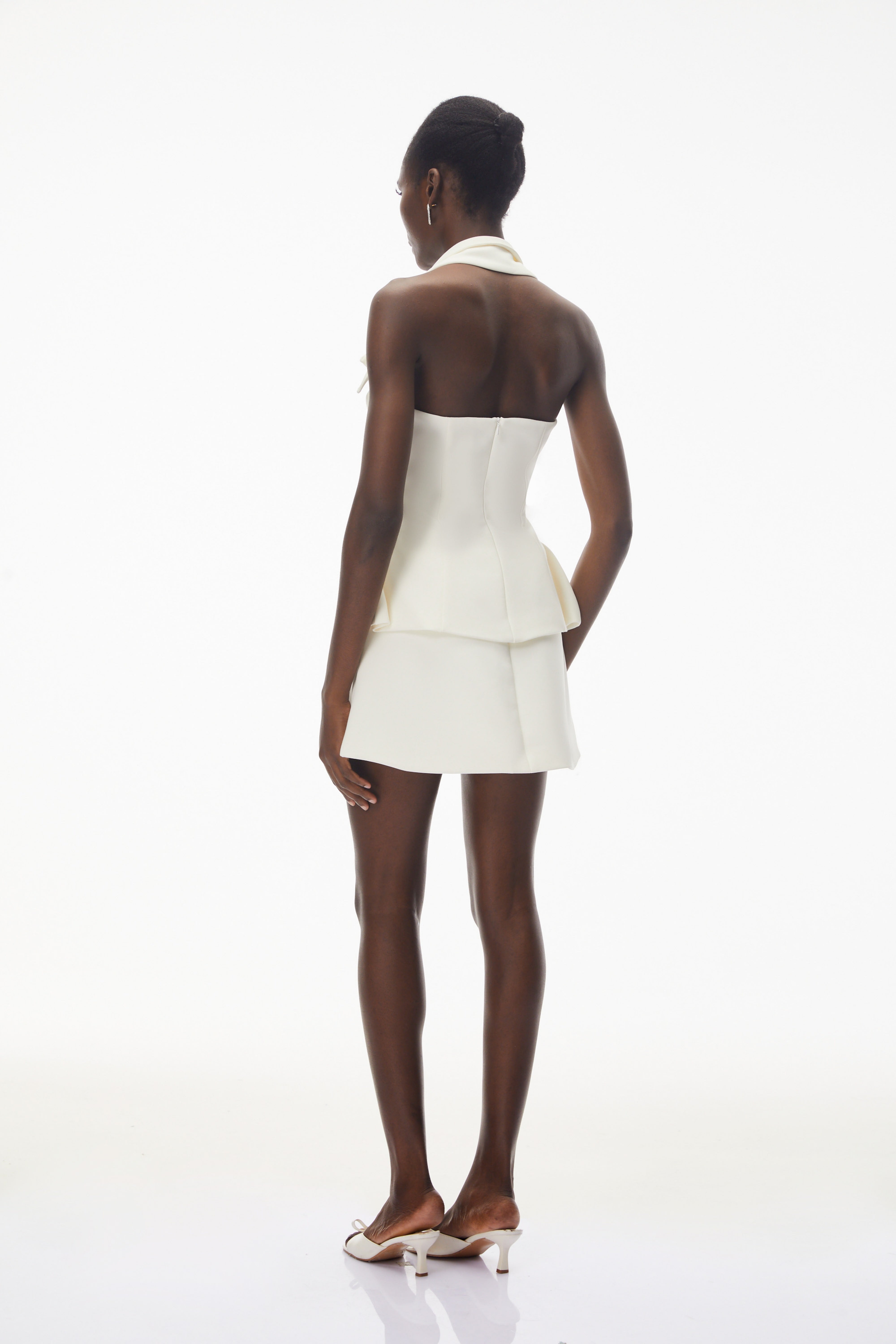 Katayoun White Halterneck Top & Skirt Set (Final Sale)