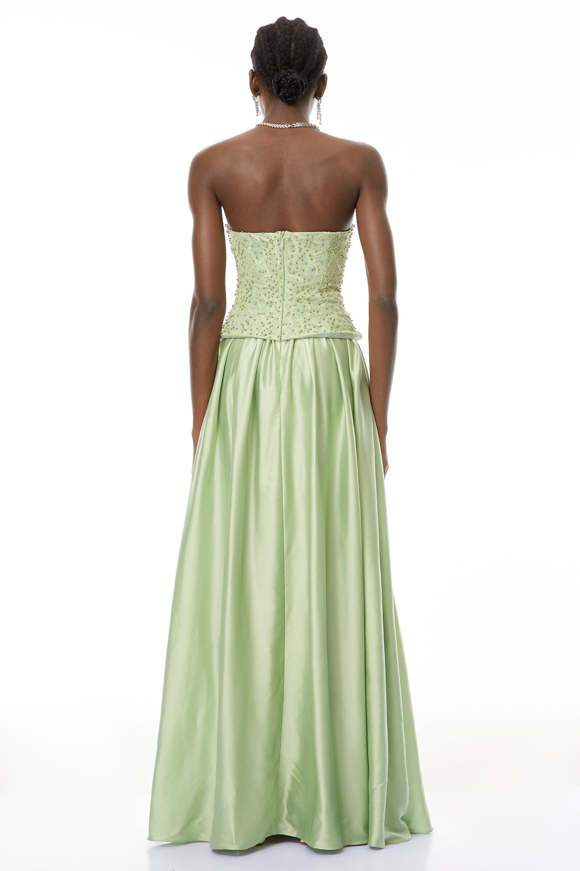 Kathrin Green Embellished Satin Panel Maxi Dress (Final Sale-US Only)