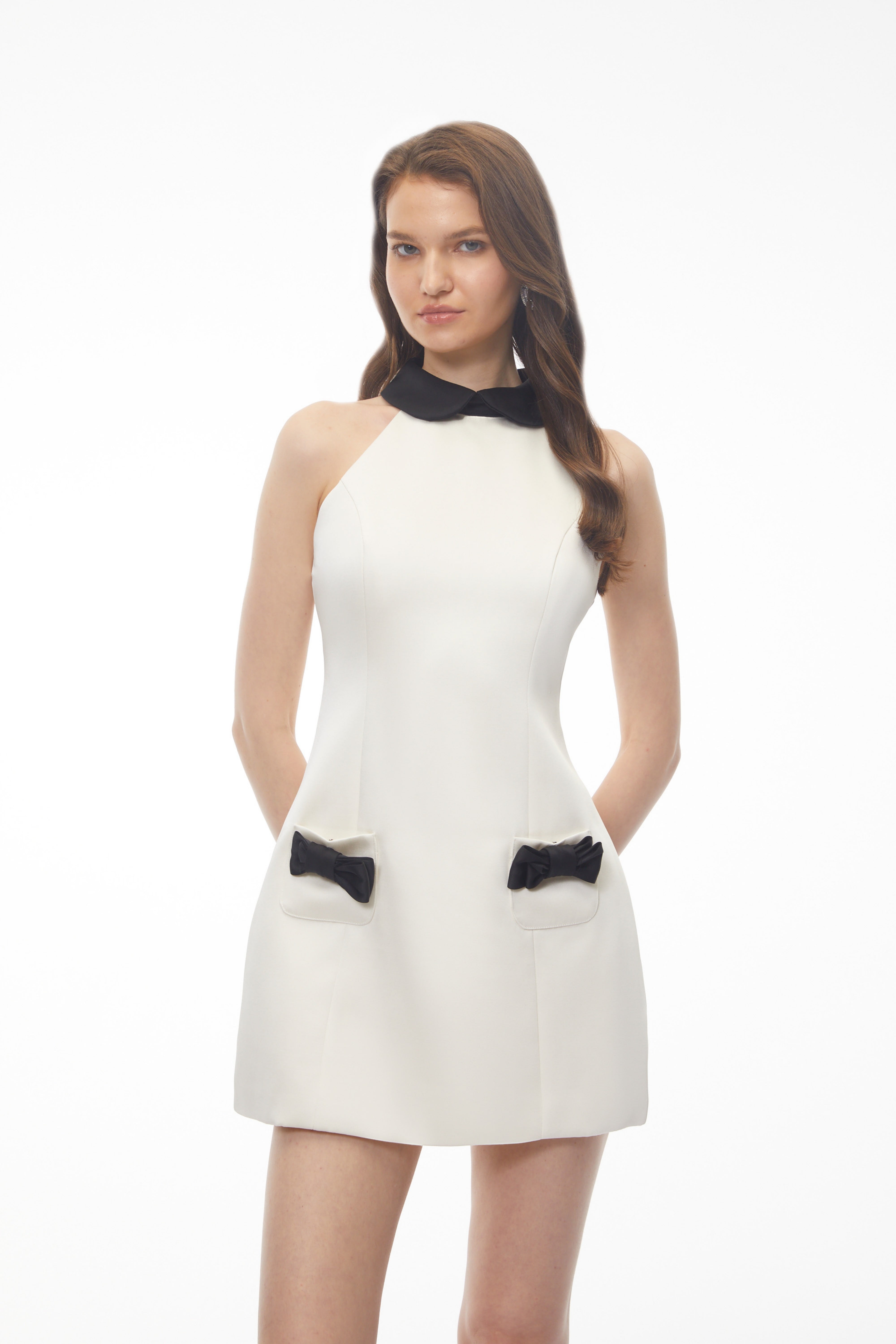 Lavinia White Halterneck Color Block Mini Dress (Final Sale)