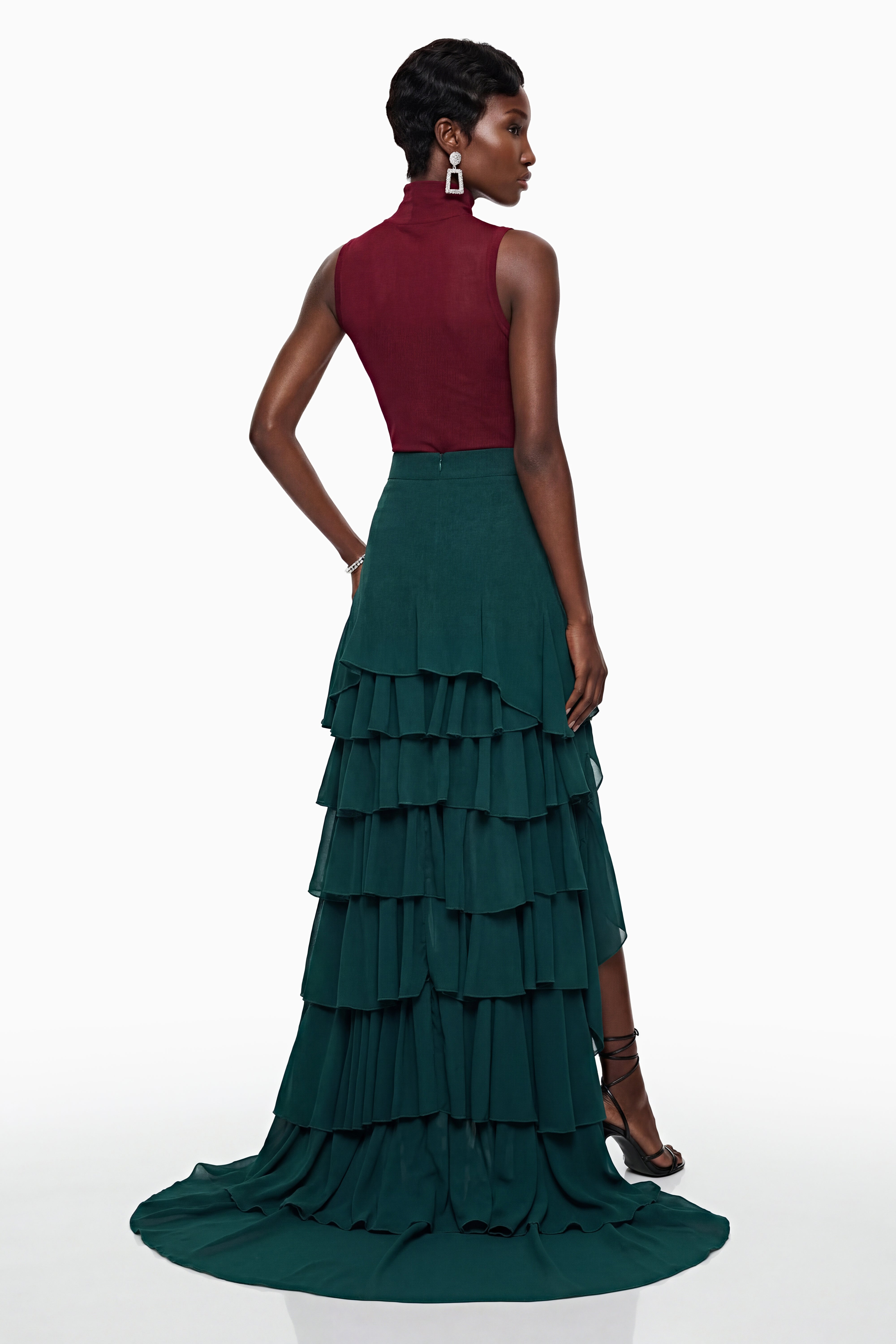 Lindiwe Green Asymmetrical Ruffled Skirt (Final Sale)