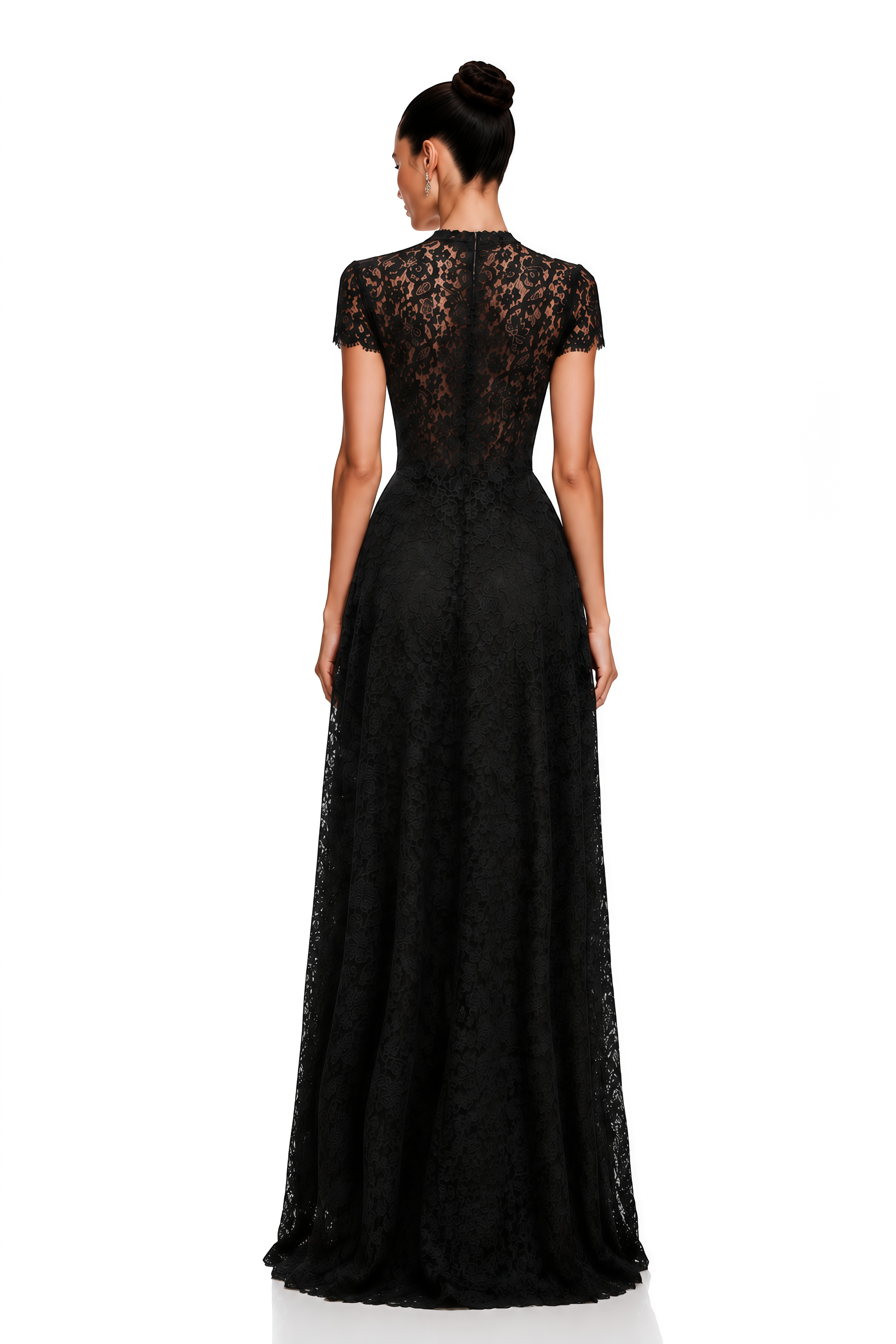 Loana Black Floral Lace Top & Trousers Set