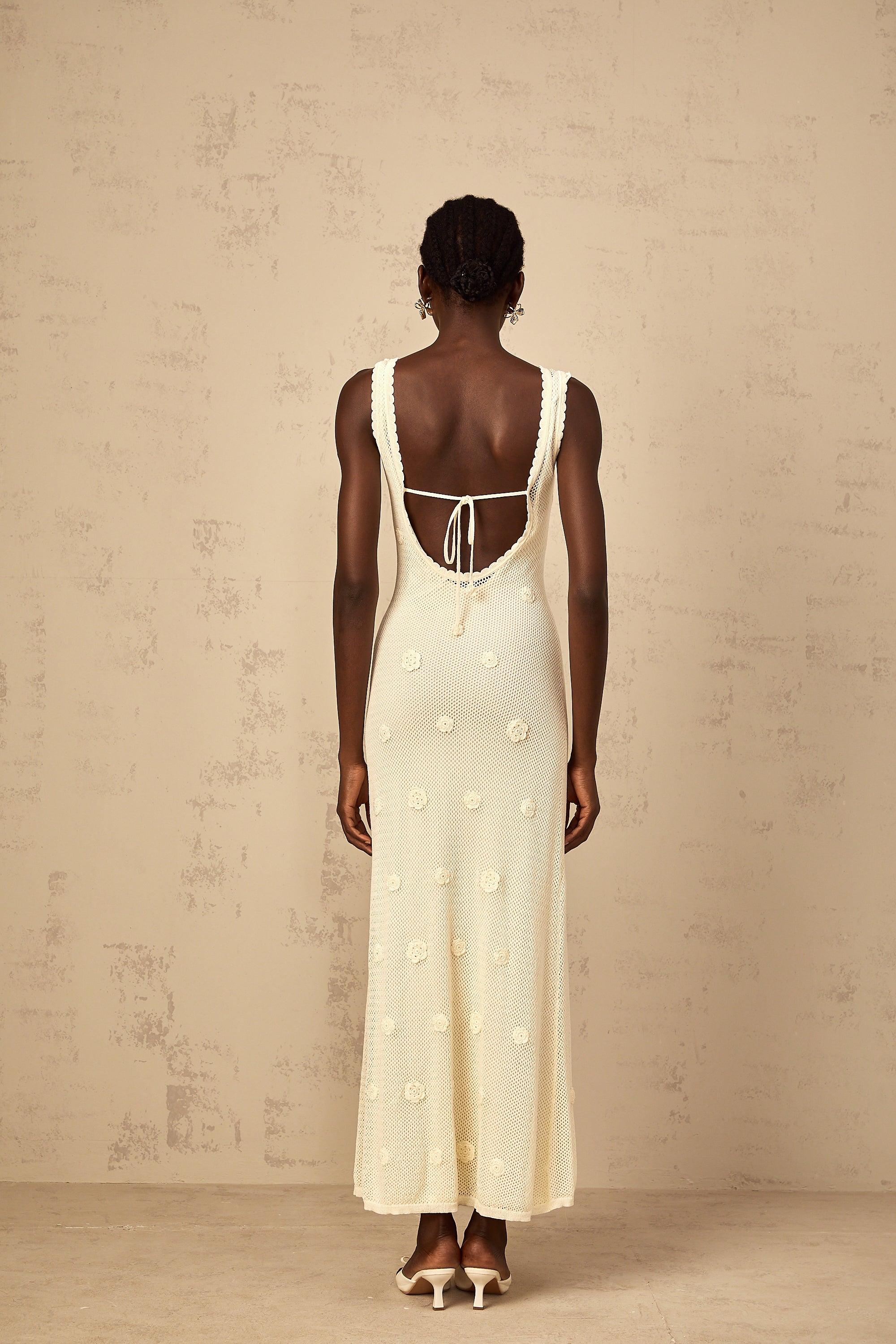 Eléonore Floral Embroidered Crochet Knit Maxi Dress