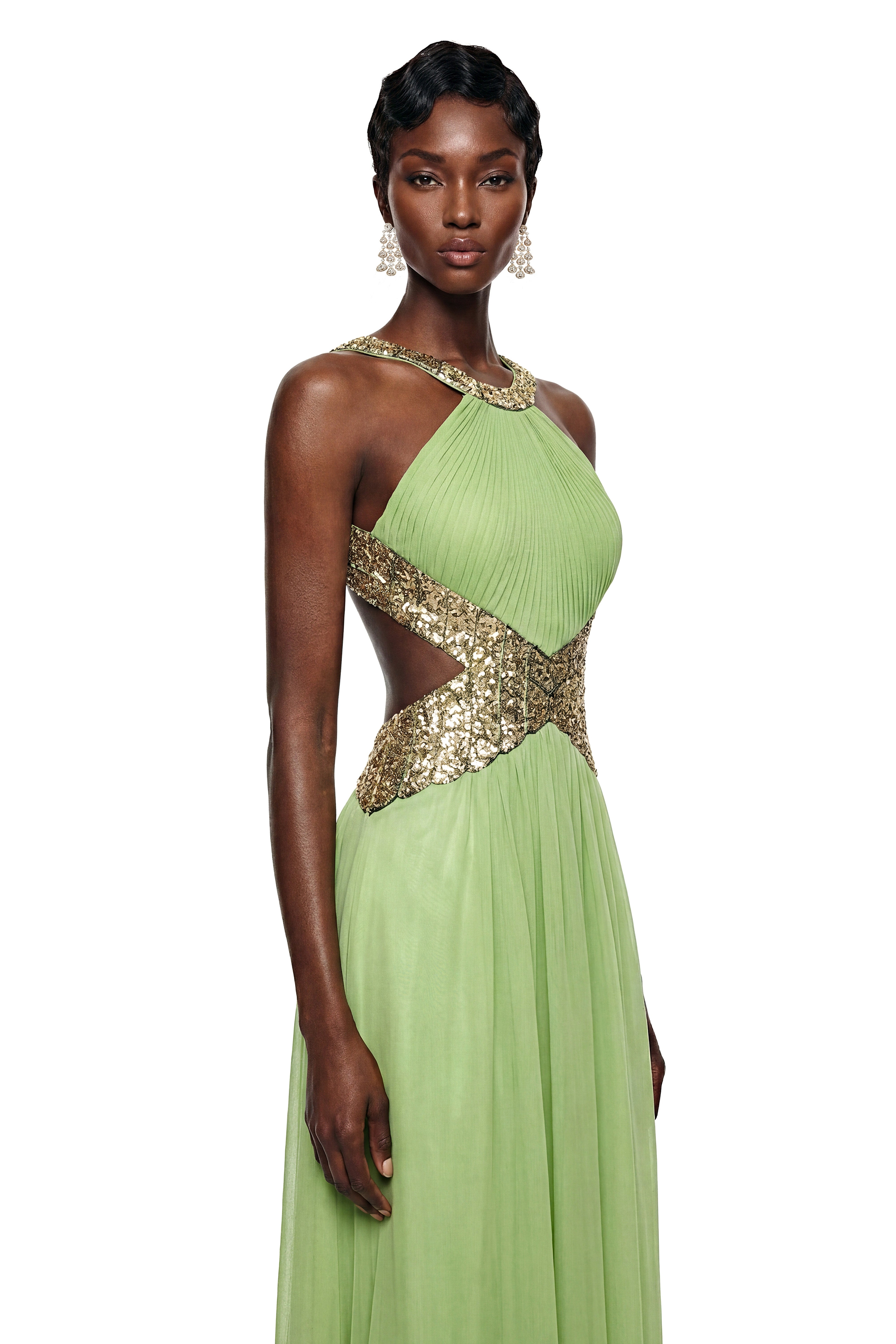 Magnolia Green Halterneck Sequin Maxi Dress (Final Sale-US Only)