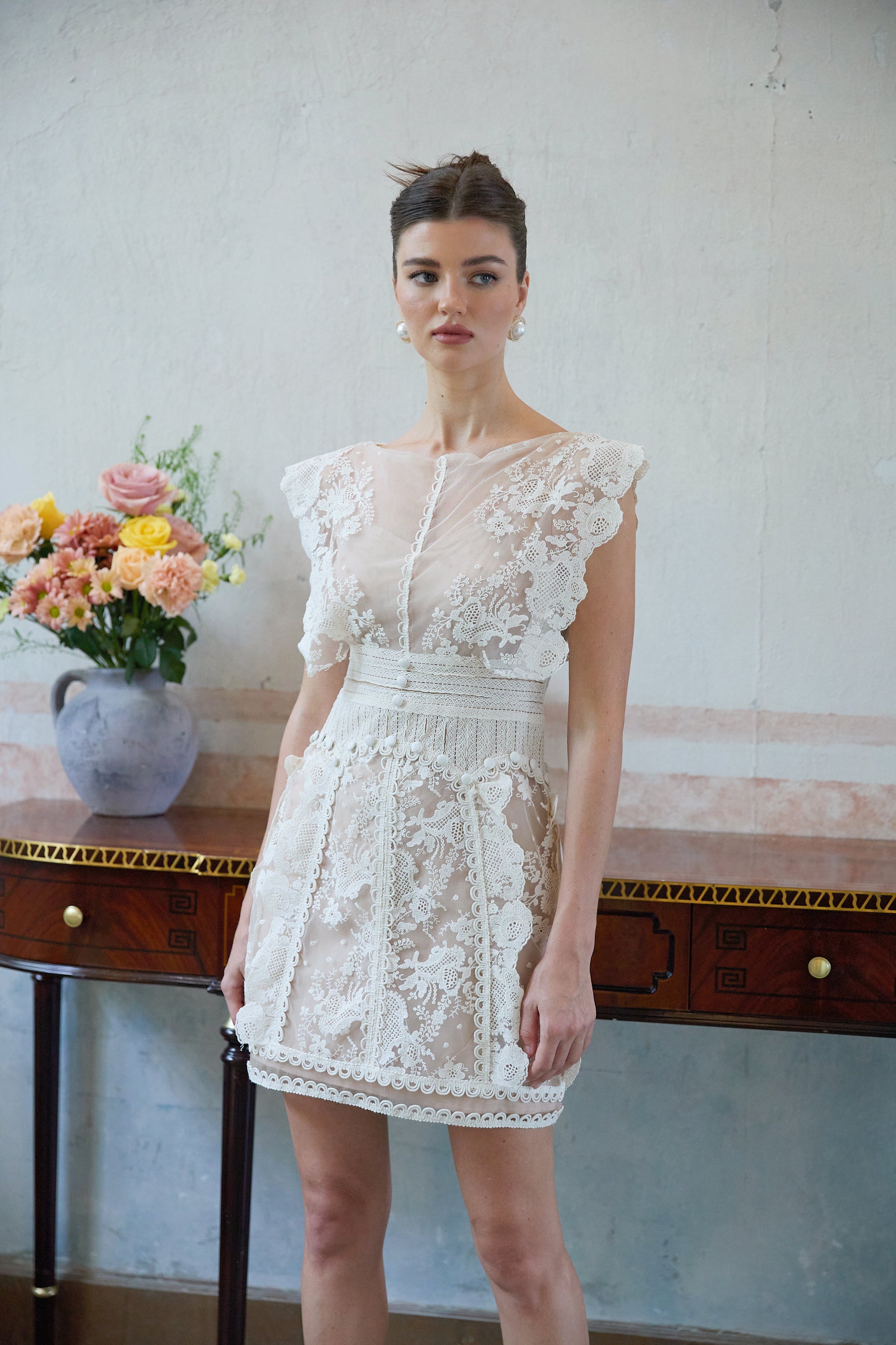 Maïa white floral-embroidered lace mini dress (Final Sale-US Only)