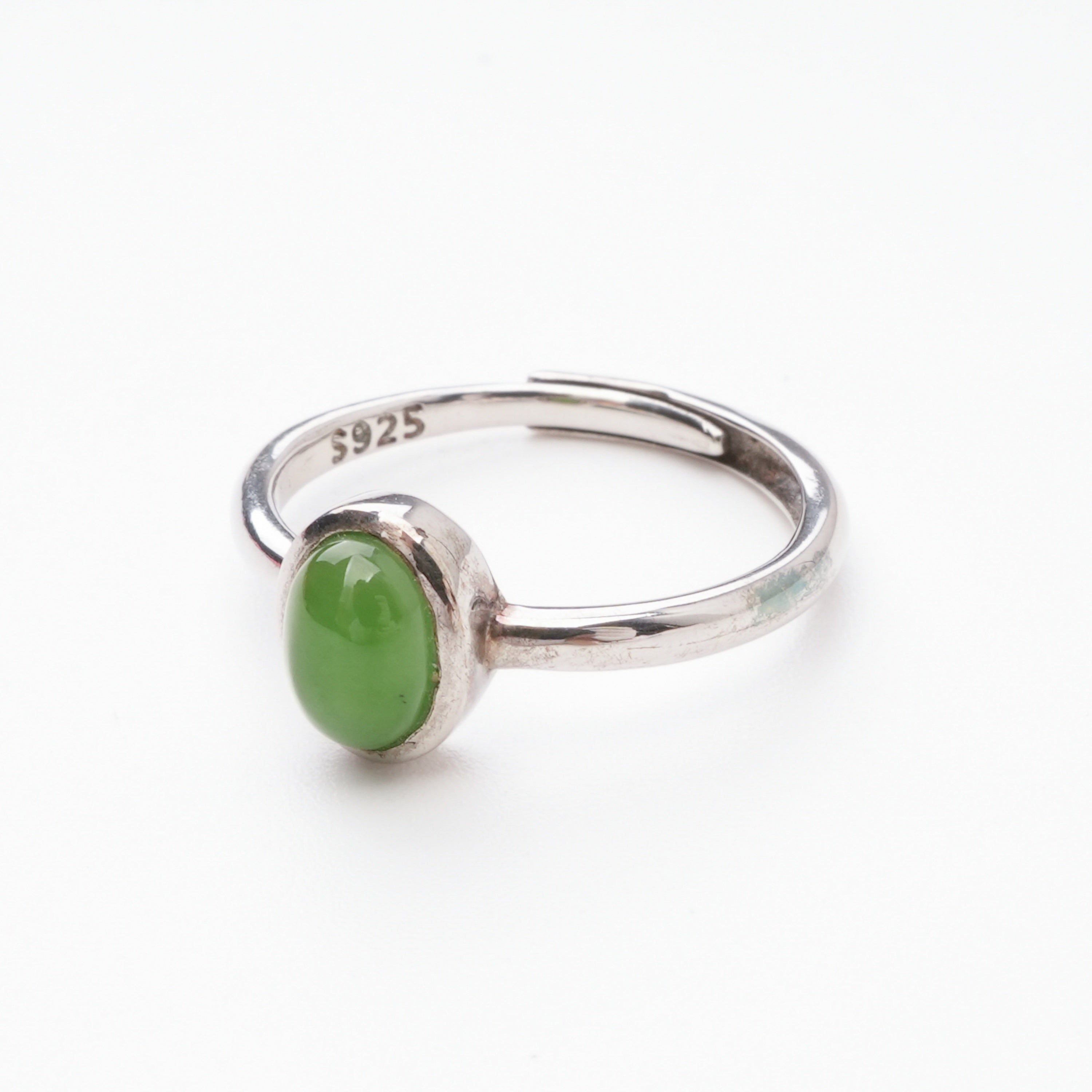 Manon Green Jasper Oval Cabochon Sterling Silver Ring