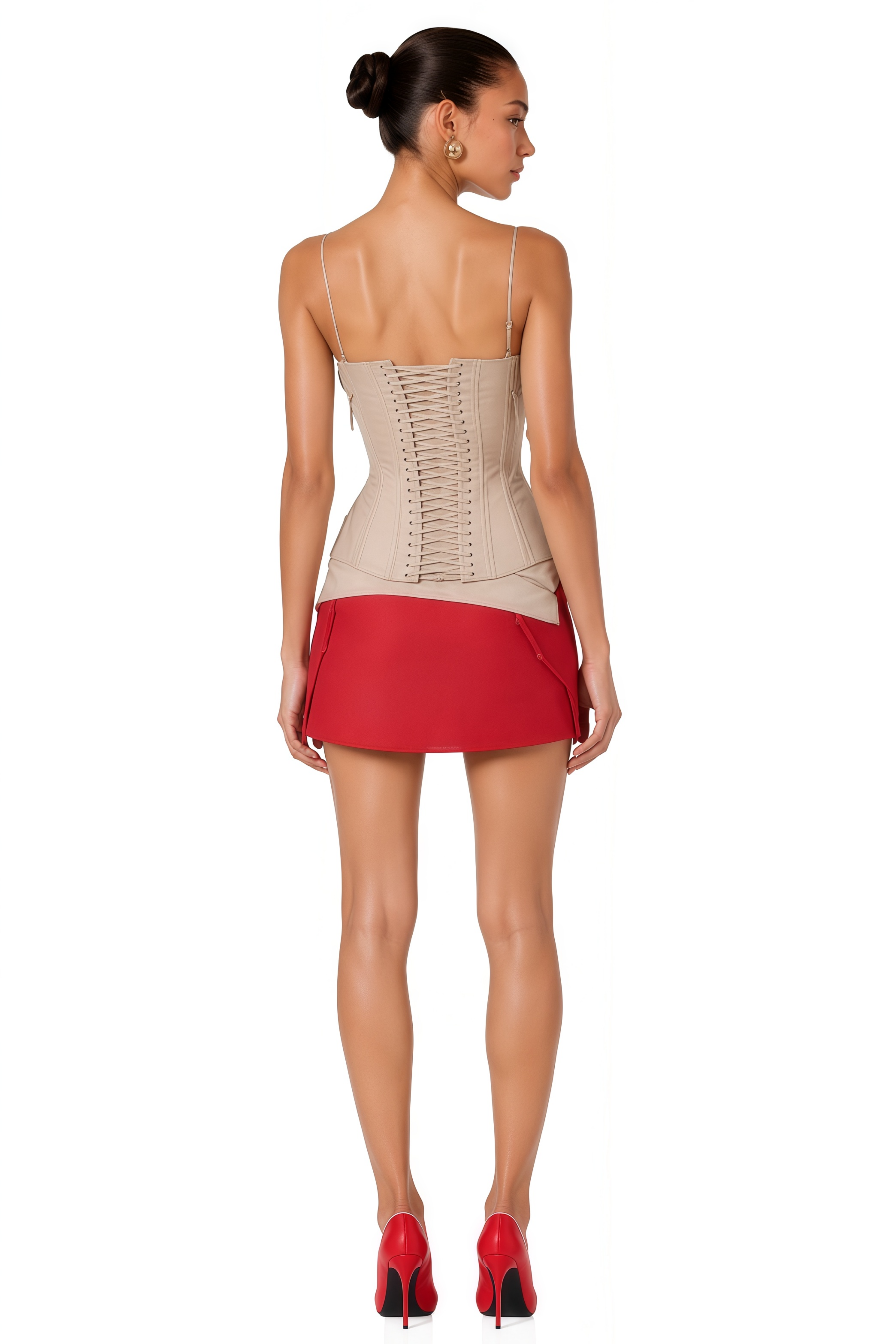 Marcelle Bronze Strapless Corset Top & Draped Skirt Set