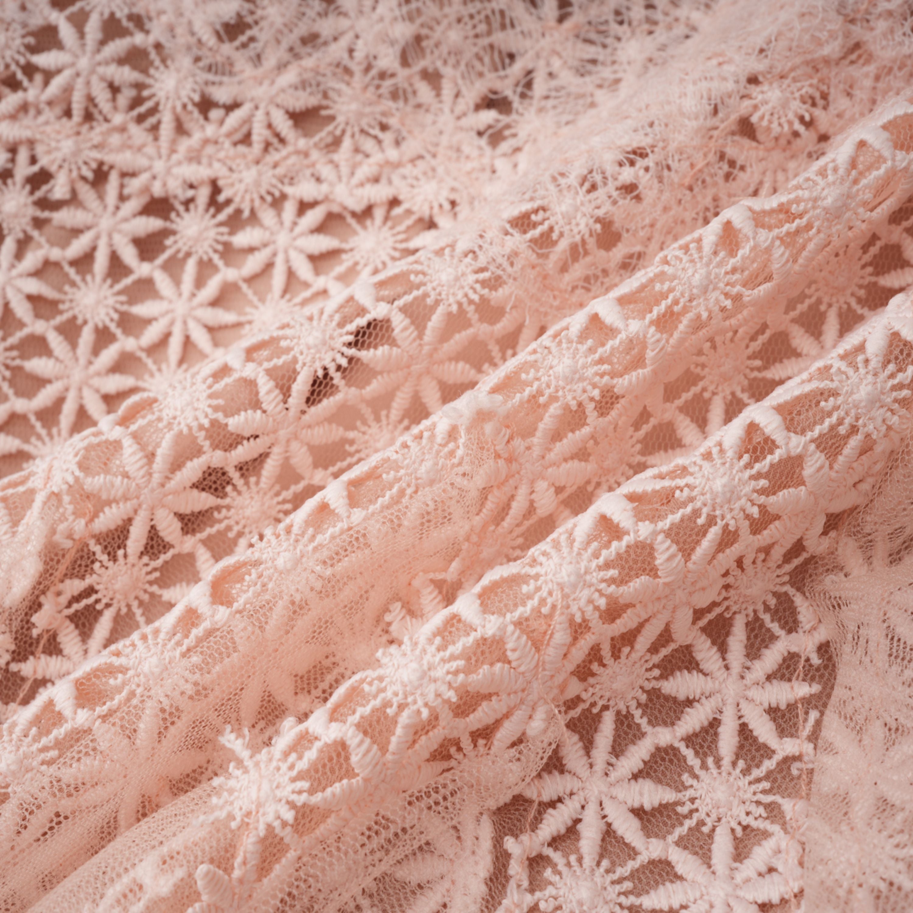 Margaret Light Pink Floral Crochet Midi Dress (Final Sale)
