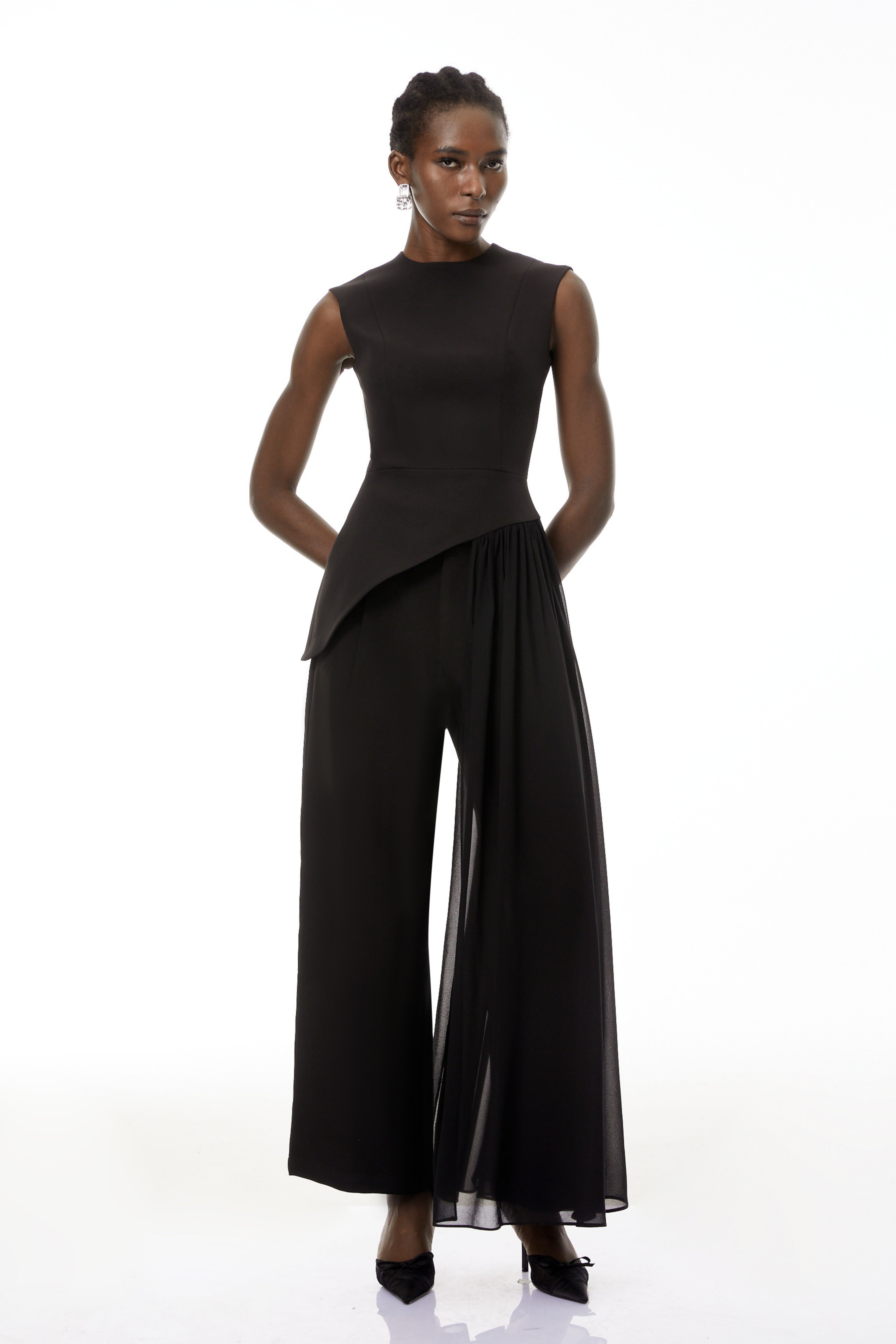 Margaux Black Asymmetrical Top & Trousers Set (Final Sale)