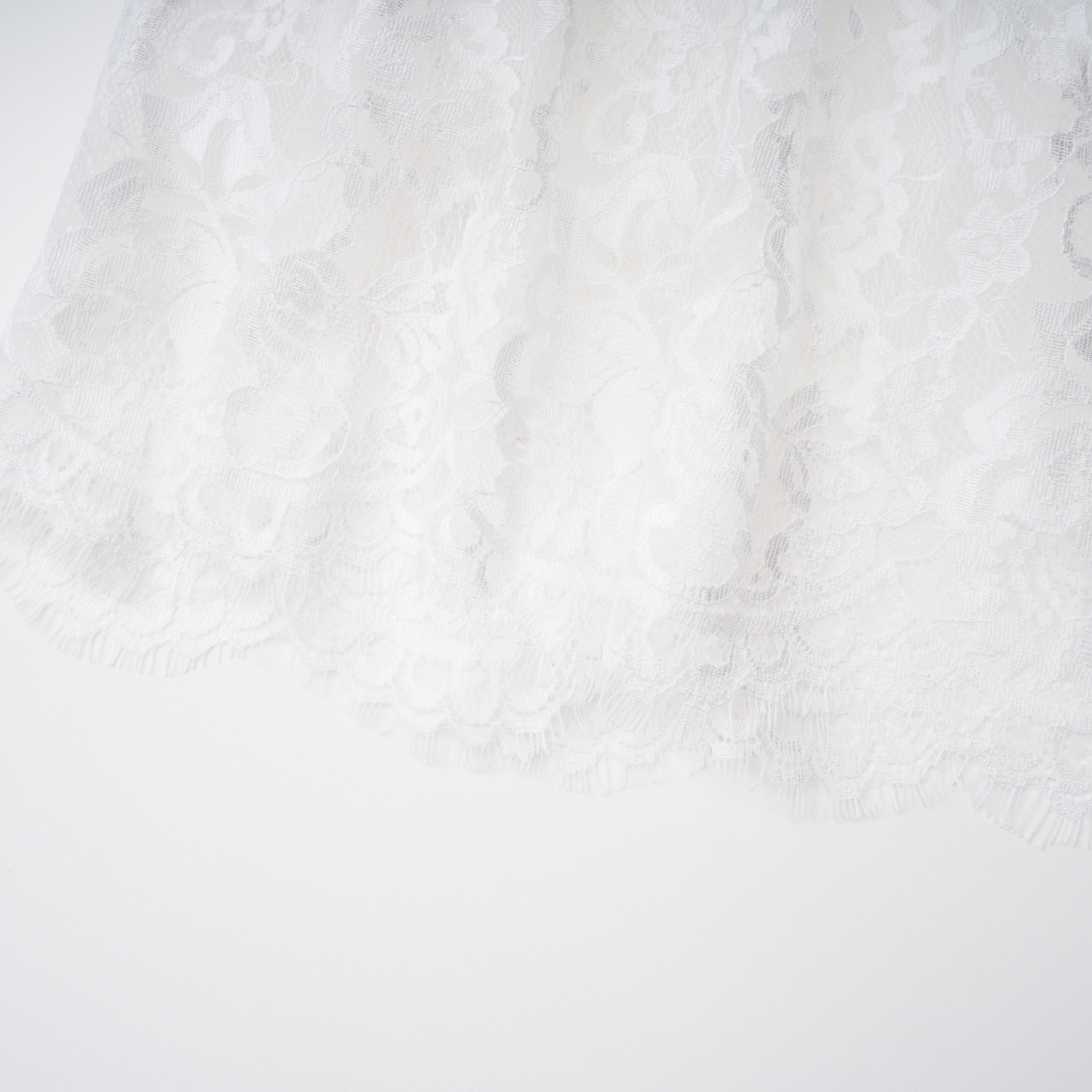 White Lace Convertible Gown with Detachable Skirt