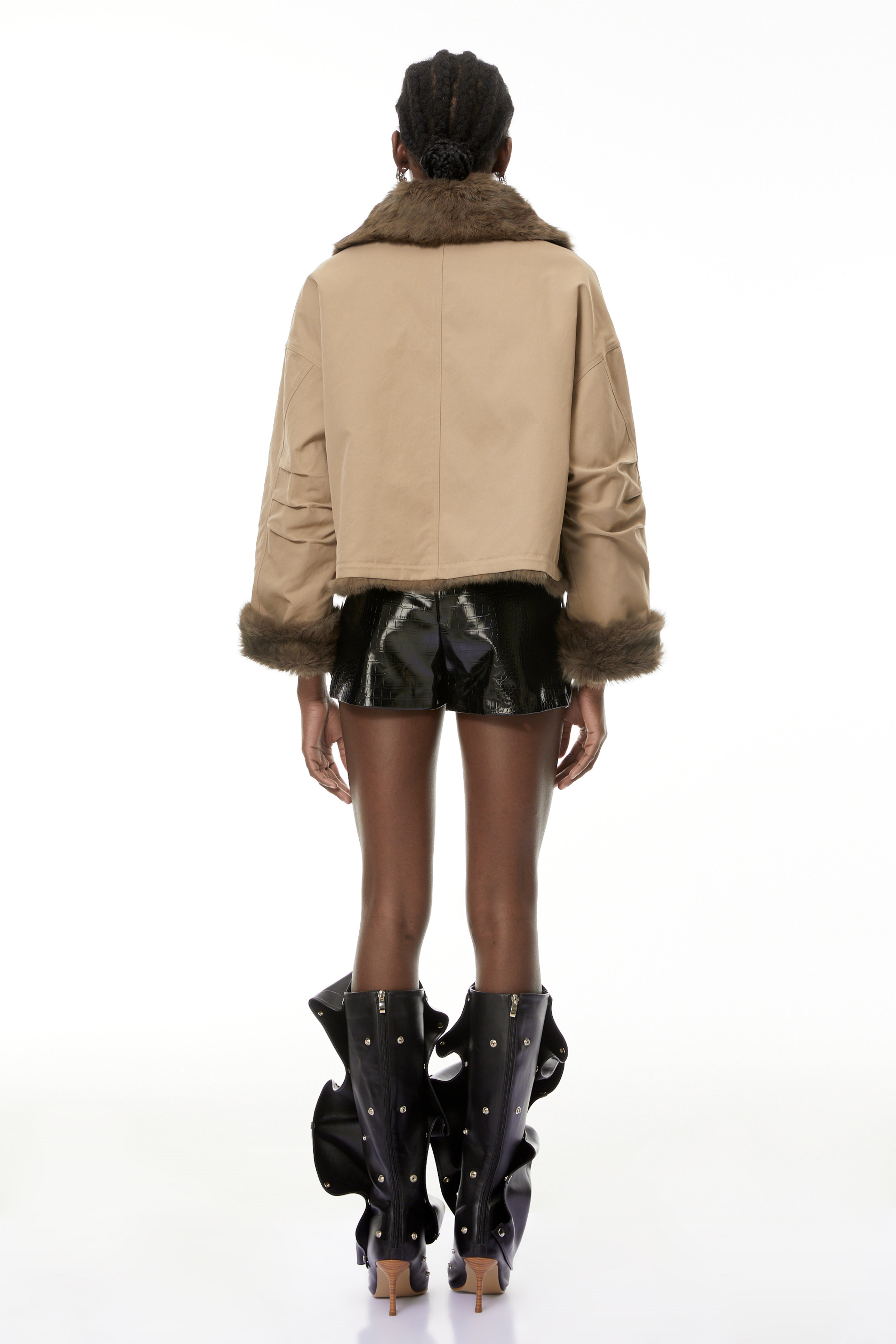 Nevaeh Khaki Fur Trim Coat (Final Sale)