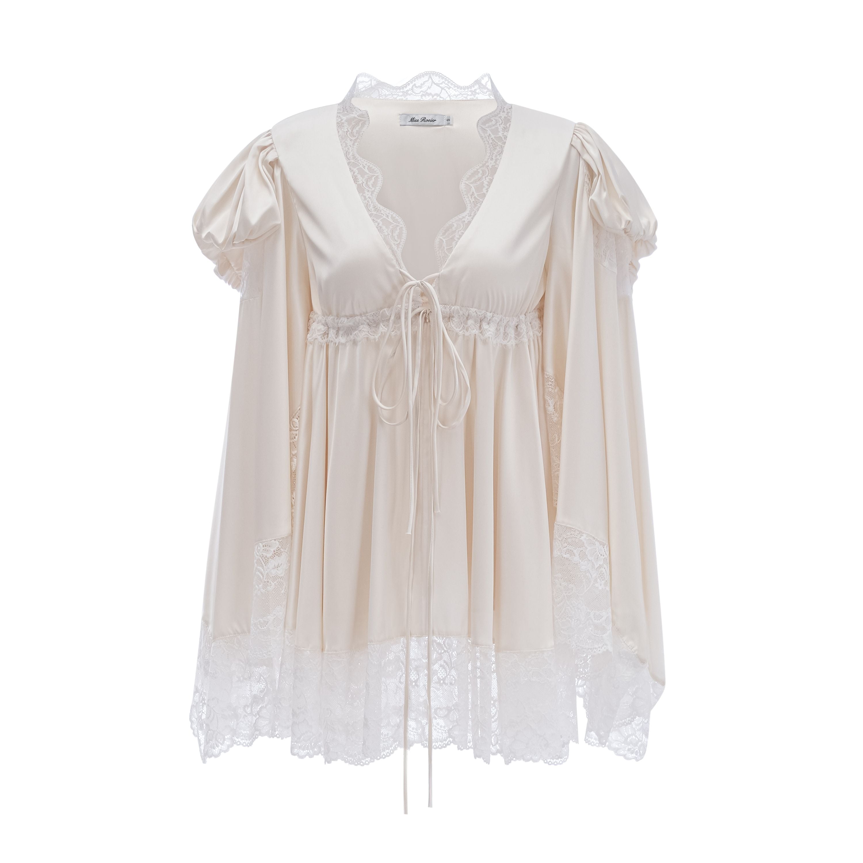 Ngawai Champagne Sweetheart Mini Dress with Lace Trim