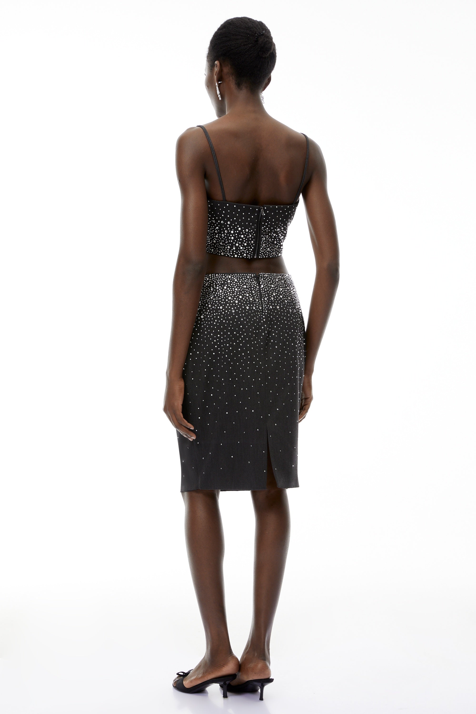 Nicola Grey Fully Embellished Skirt (Final Sale)
