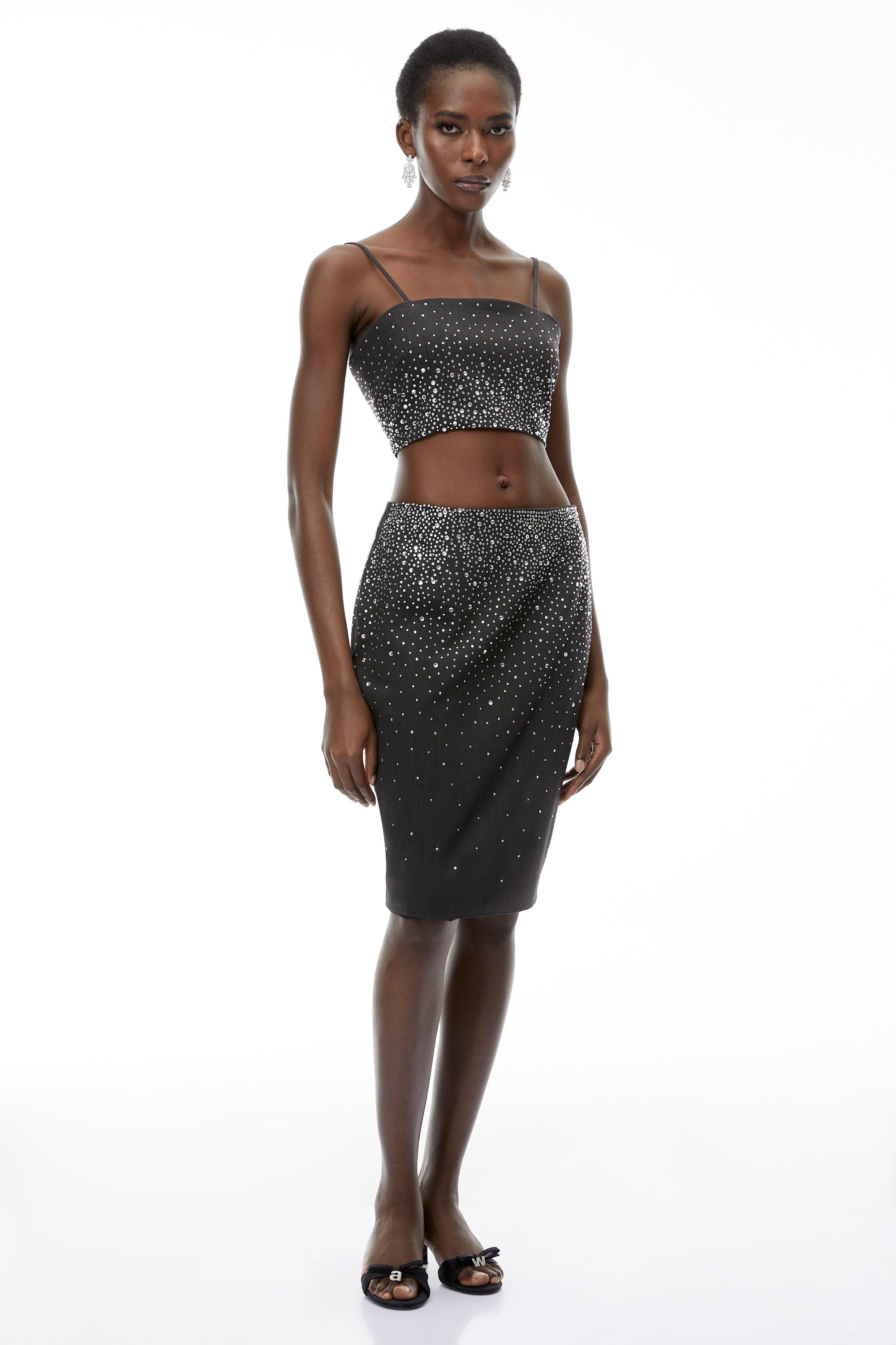 Nicola Grey Fully Embellished Skirt (Final Sale)