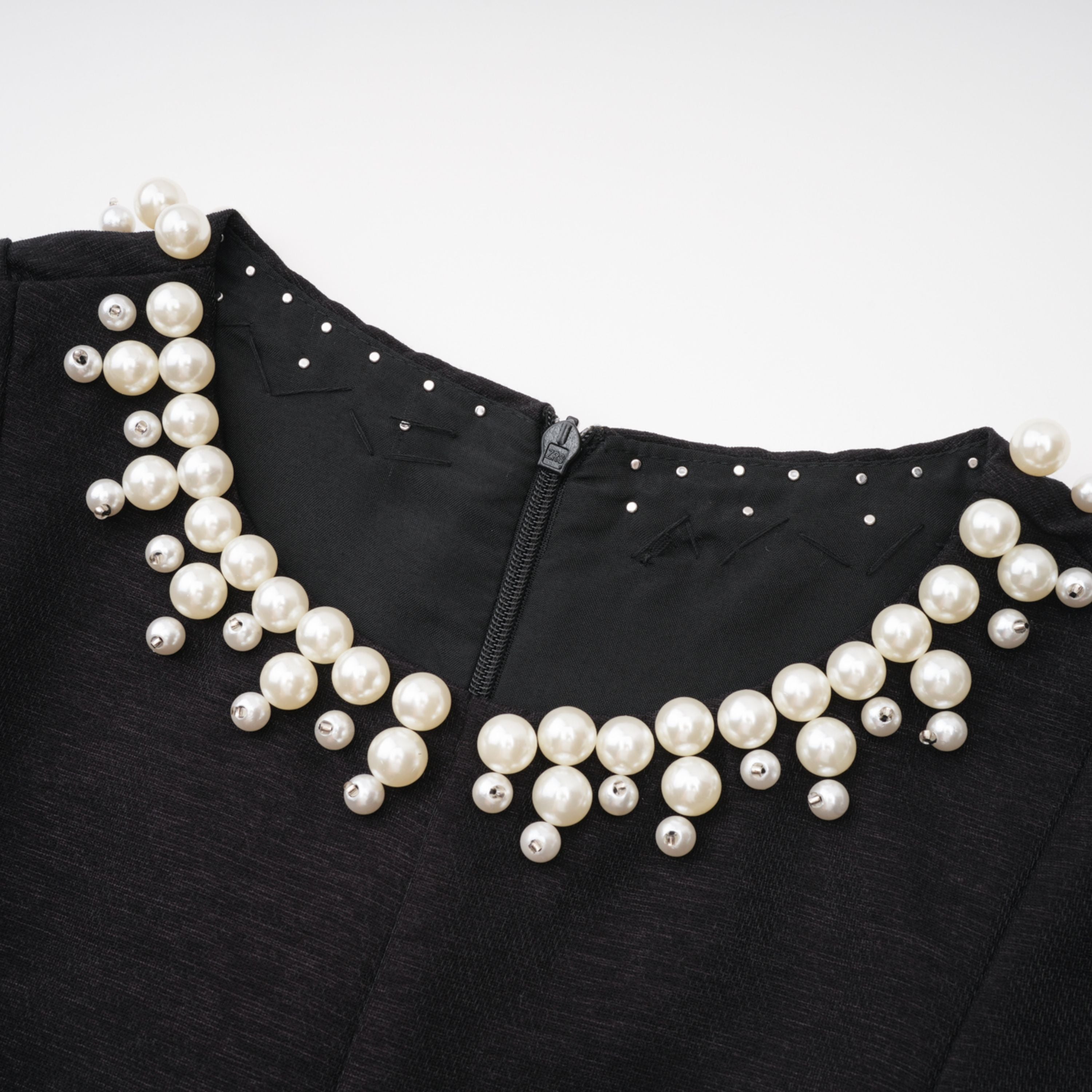 Ofra Black Pearl Pleated Midi Dress (Final Sale-US Only)