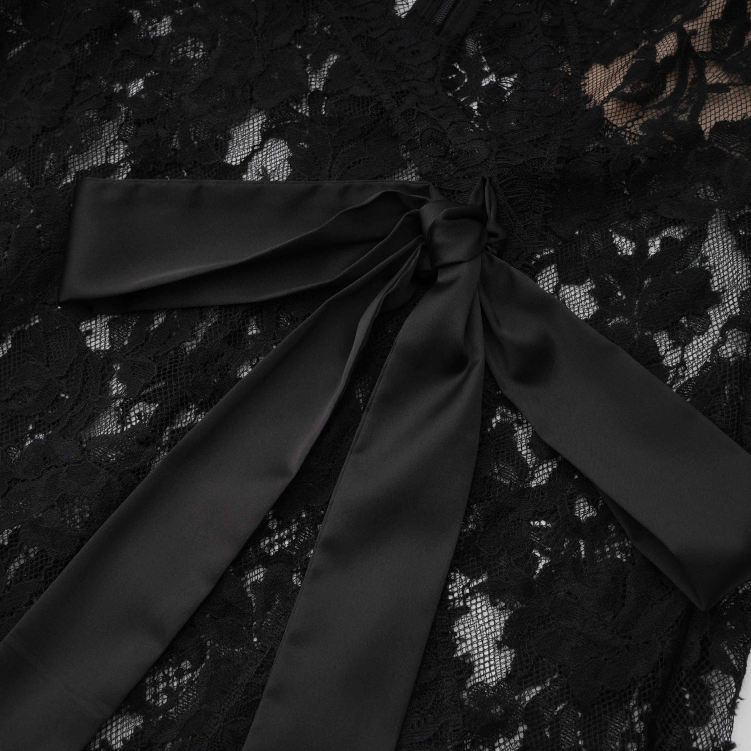 Olesya Black Semi Sheer Lace Maxi Dress (Final Sale-US Only)