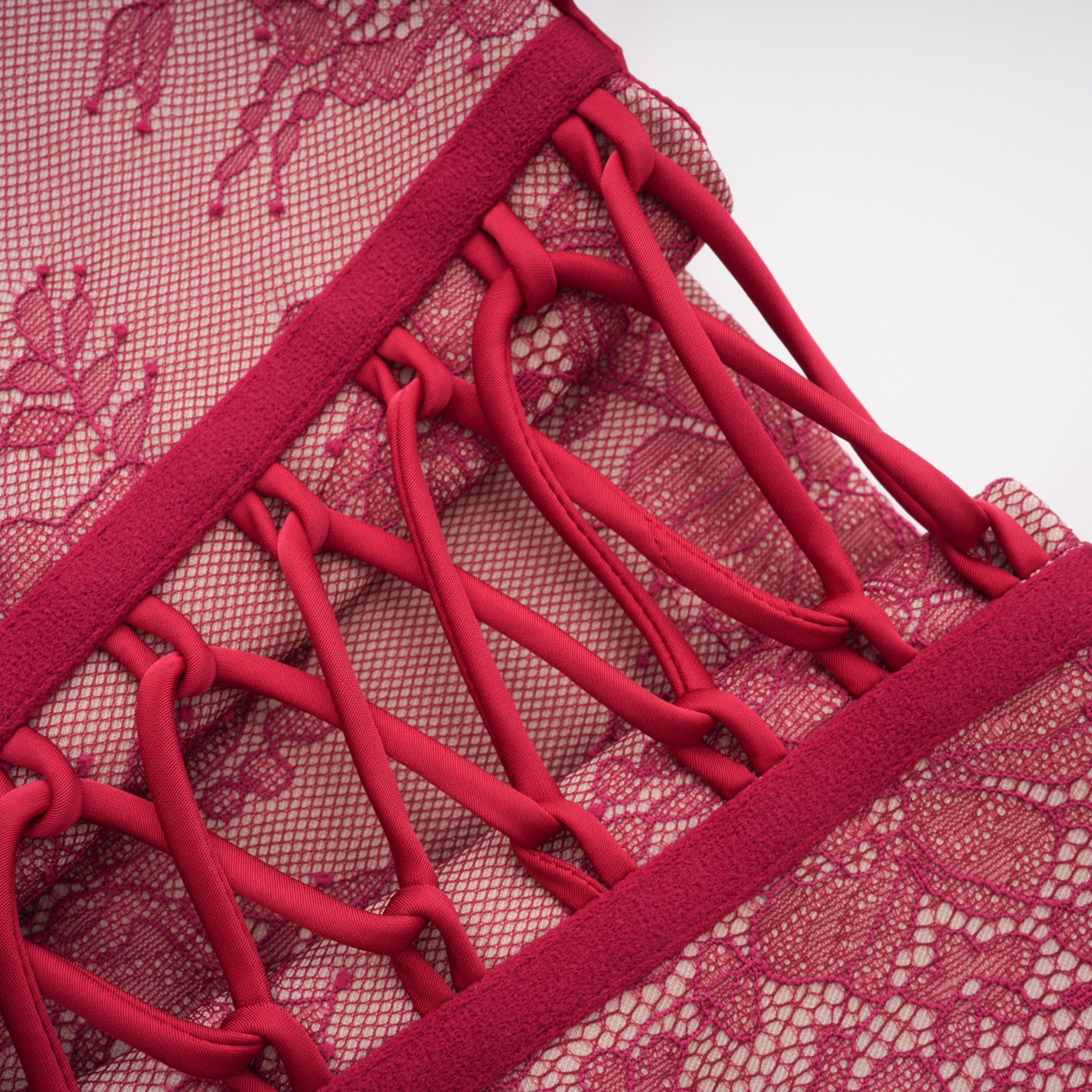 Olesya Red Lace Top & Ruched Skirt Set (Final Sale-US Only)