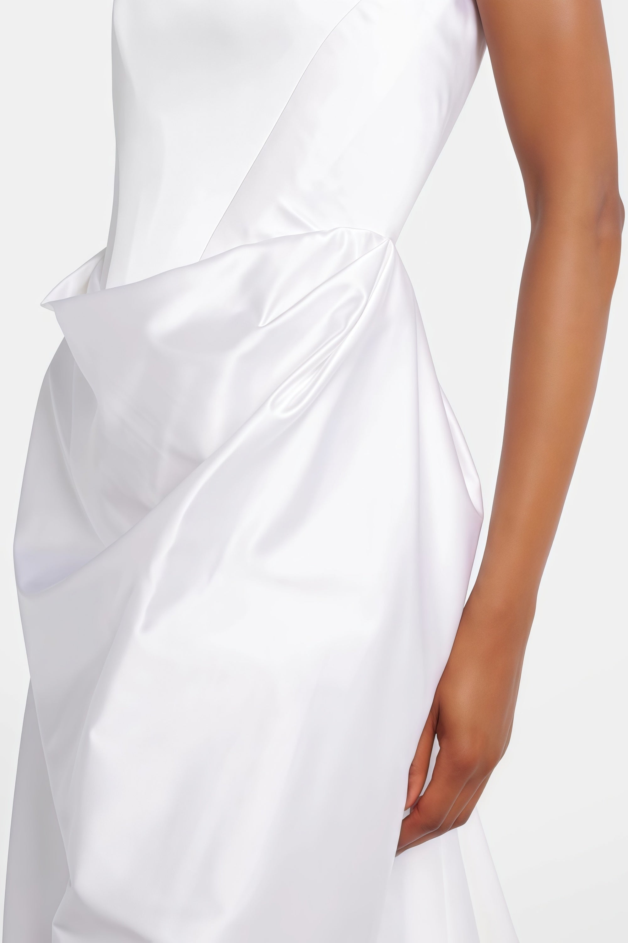 Fiona White Satin Square Neck Maxi Dress (Final Sale)