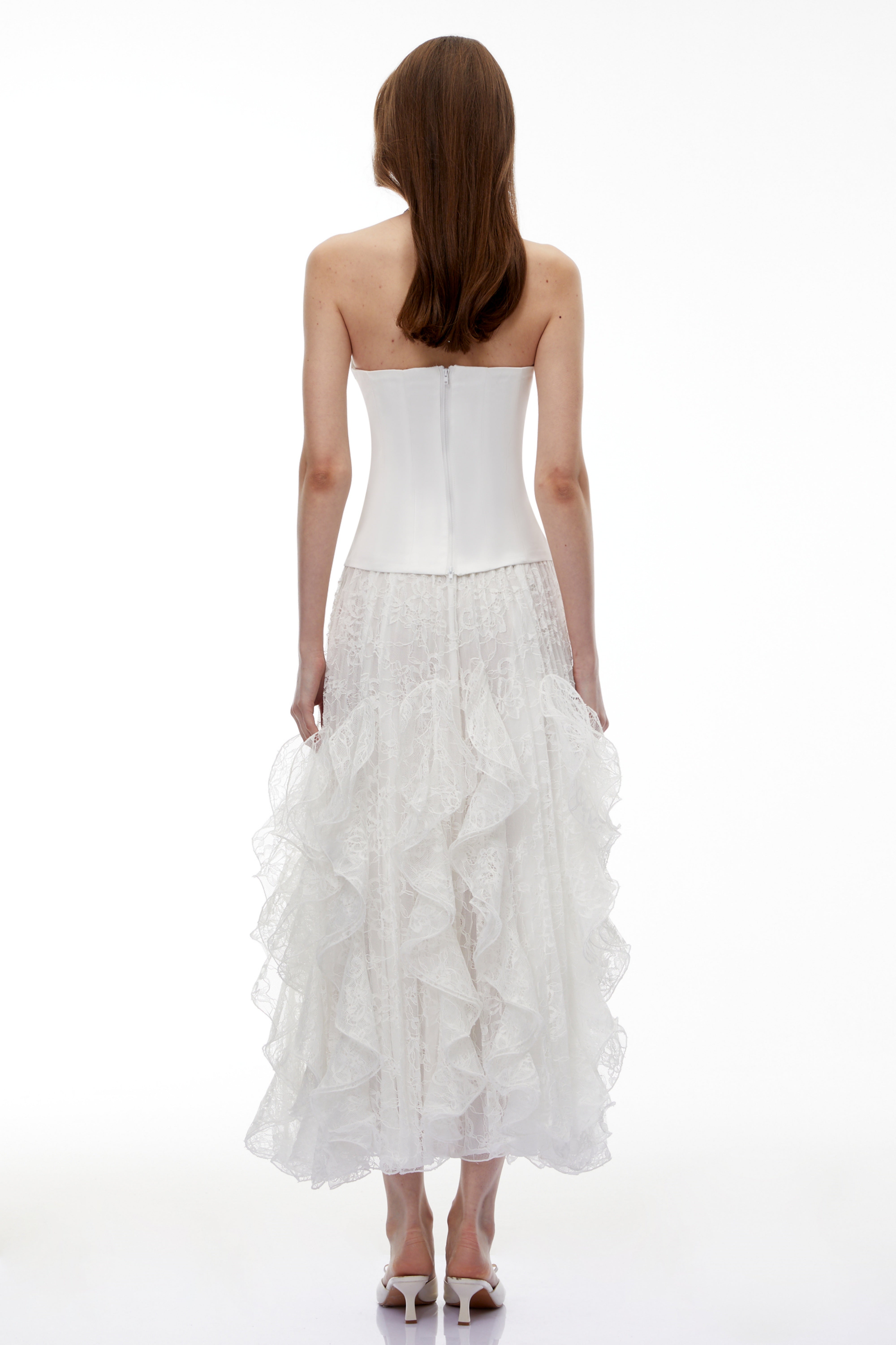 Pantea White Glossy Bustier Top (Final Sale)