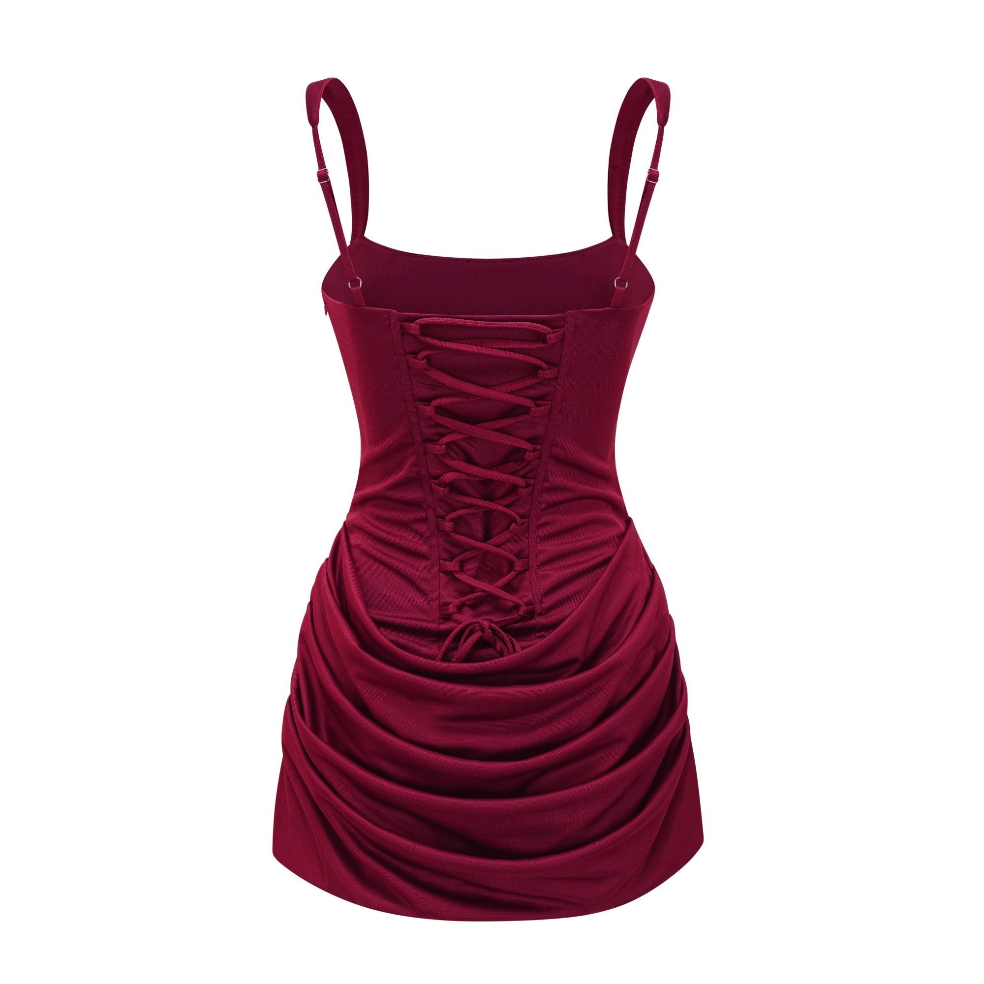 Paulette Red Ruched Bodycon Mini Dress