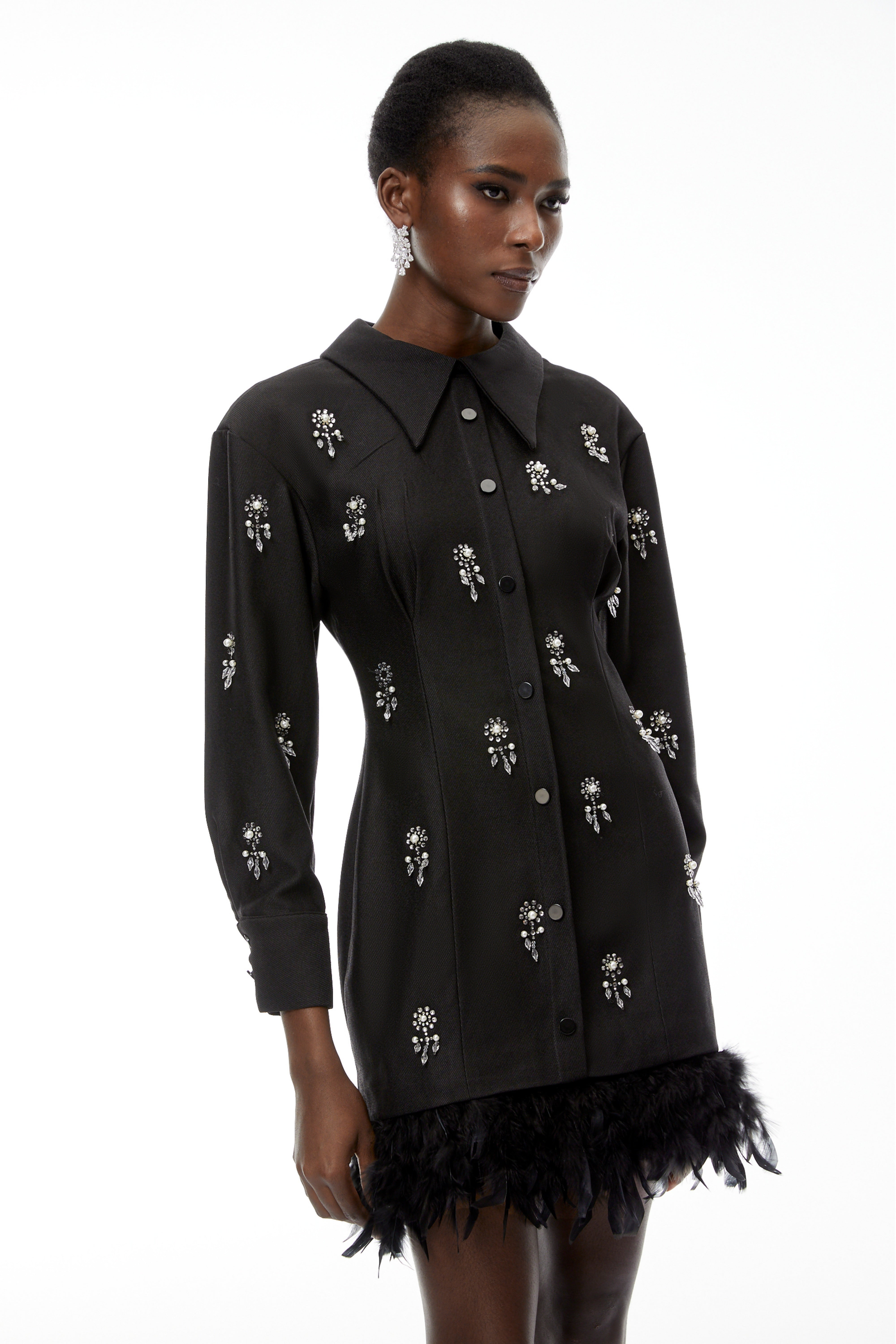 Penelope Black Floral Embellished Mini Dress (Final Sale)