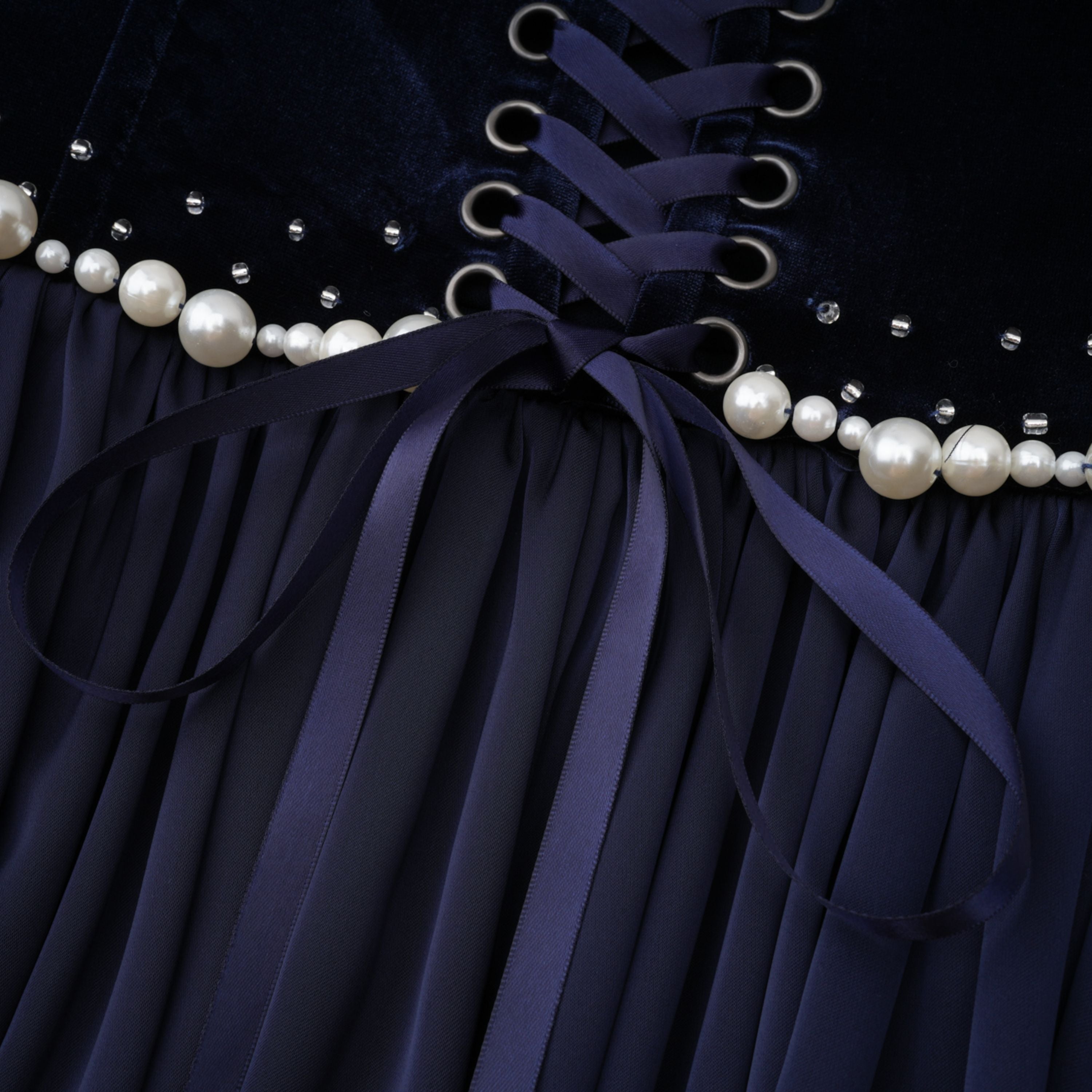 Raffaella Sapphire Pearl Trim Maxi Gown (Final Sale-US Only)