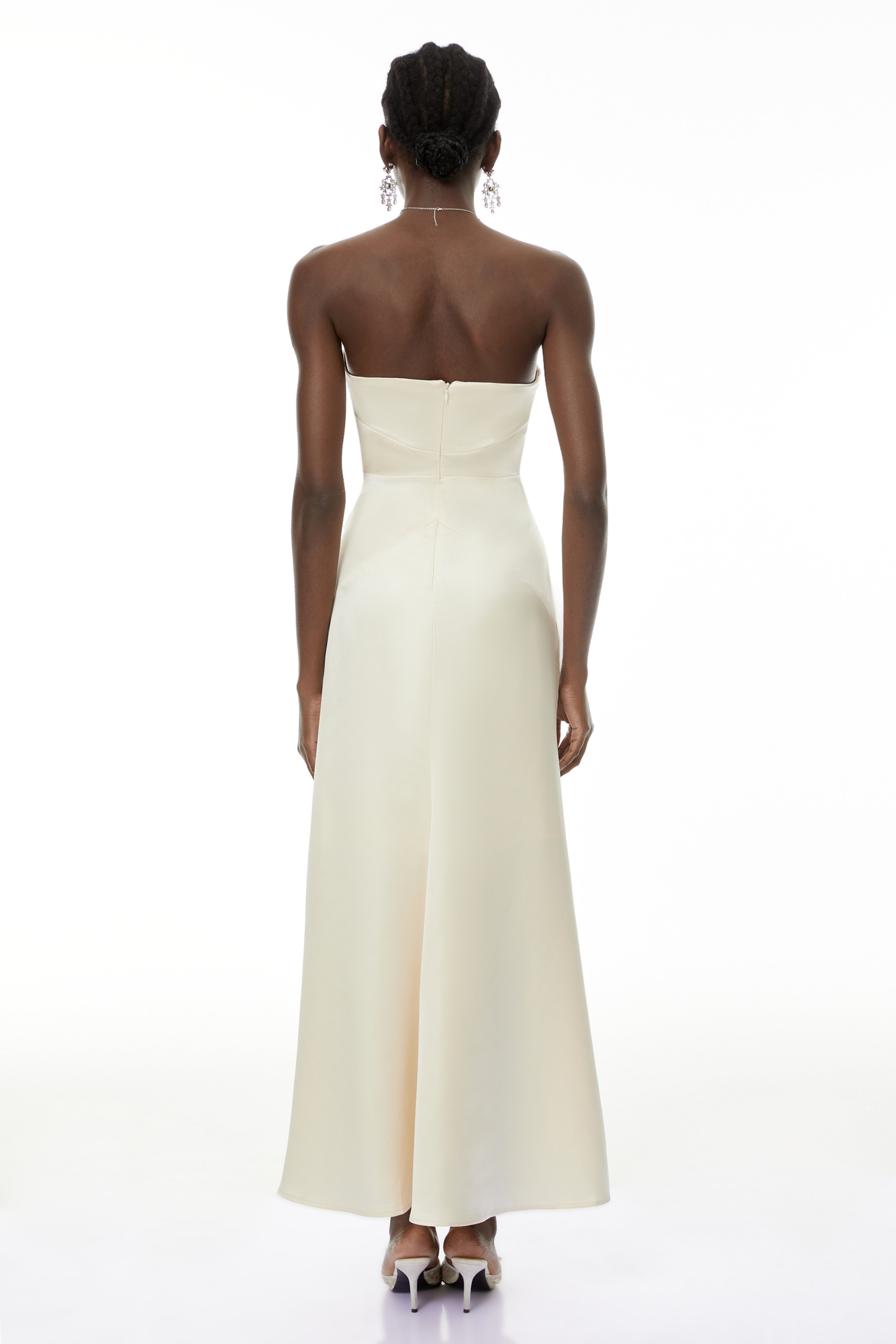 Ramona White Cut-Out Bow Pleated Maxi Dress (Final Sale)