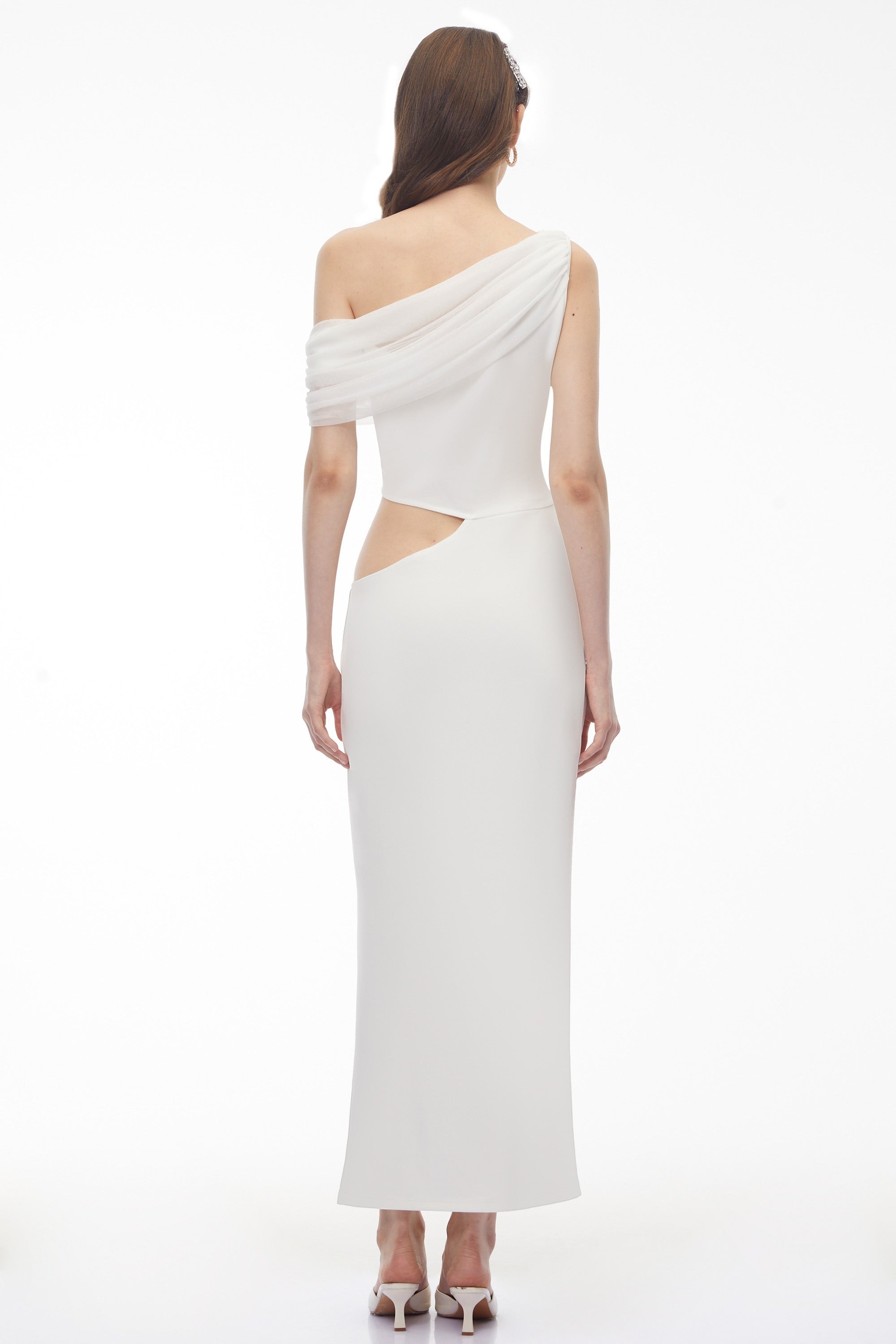 Renan White One Shoulder Cut-Out Maxi Dress (Final Sale)
