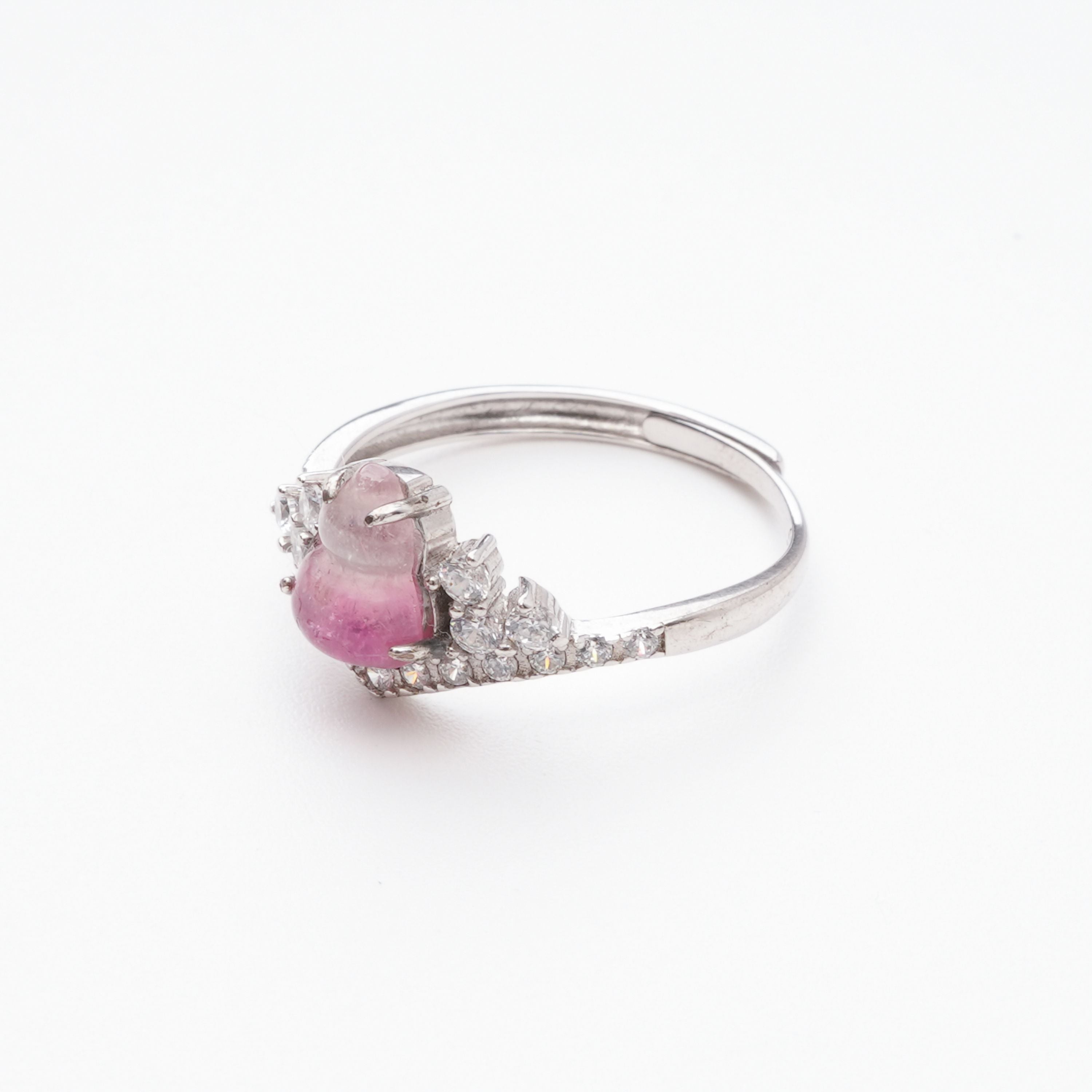 Rosalie Pink Tourmaline Gourd-Cut Crystal Sterling Silver Ring