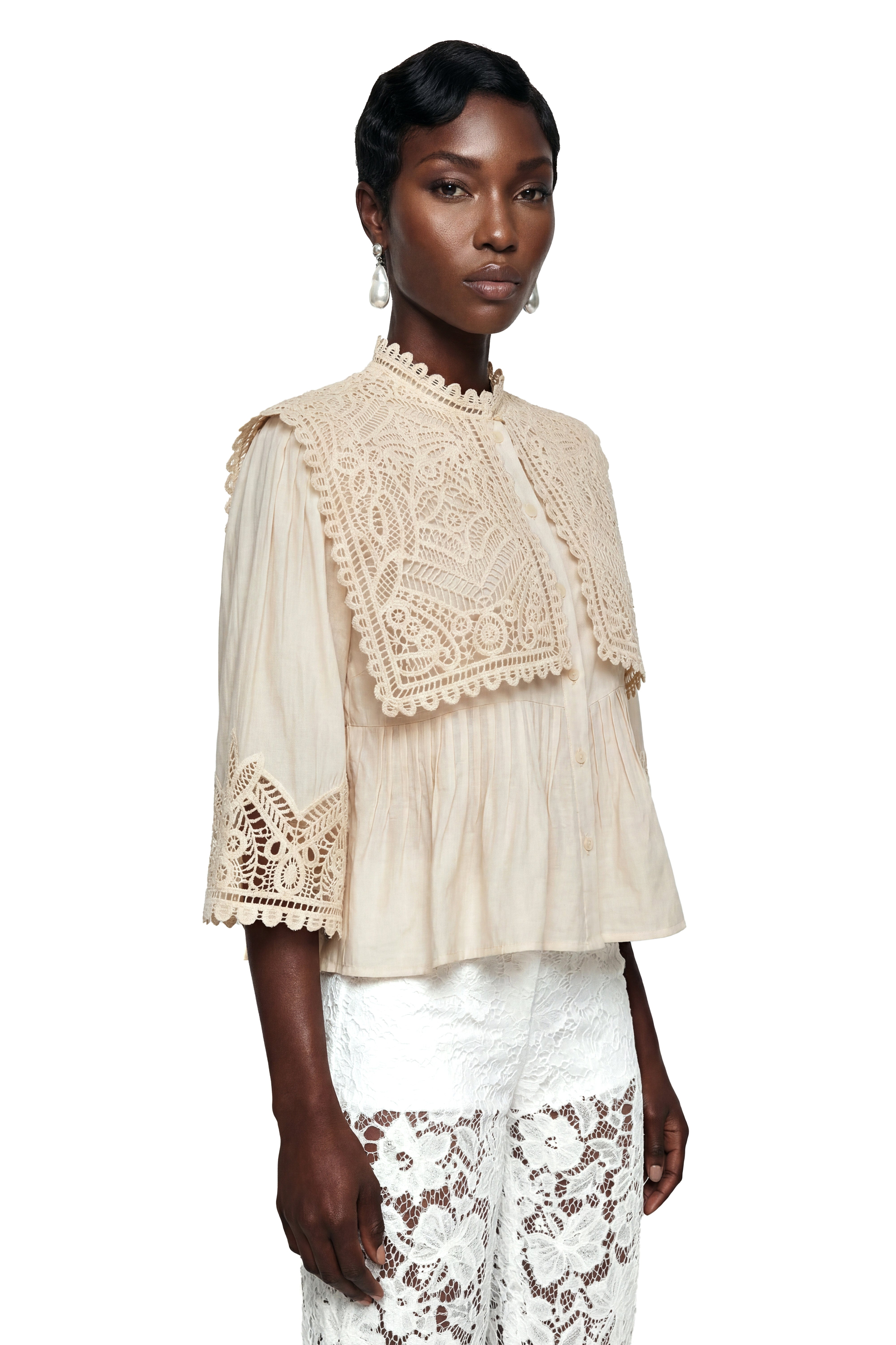 Ruby Cream Cut-Out Lace Blouse (Final Sale)