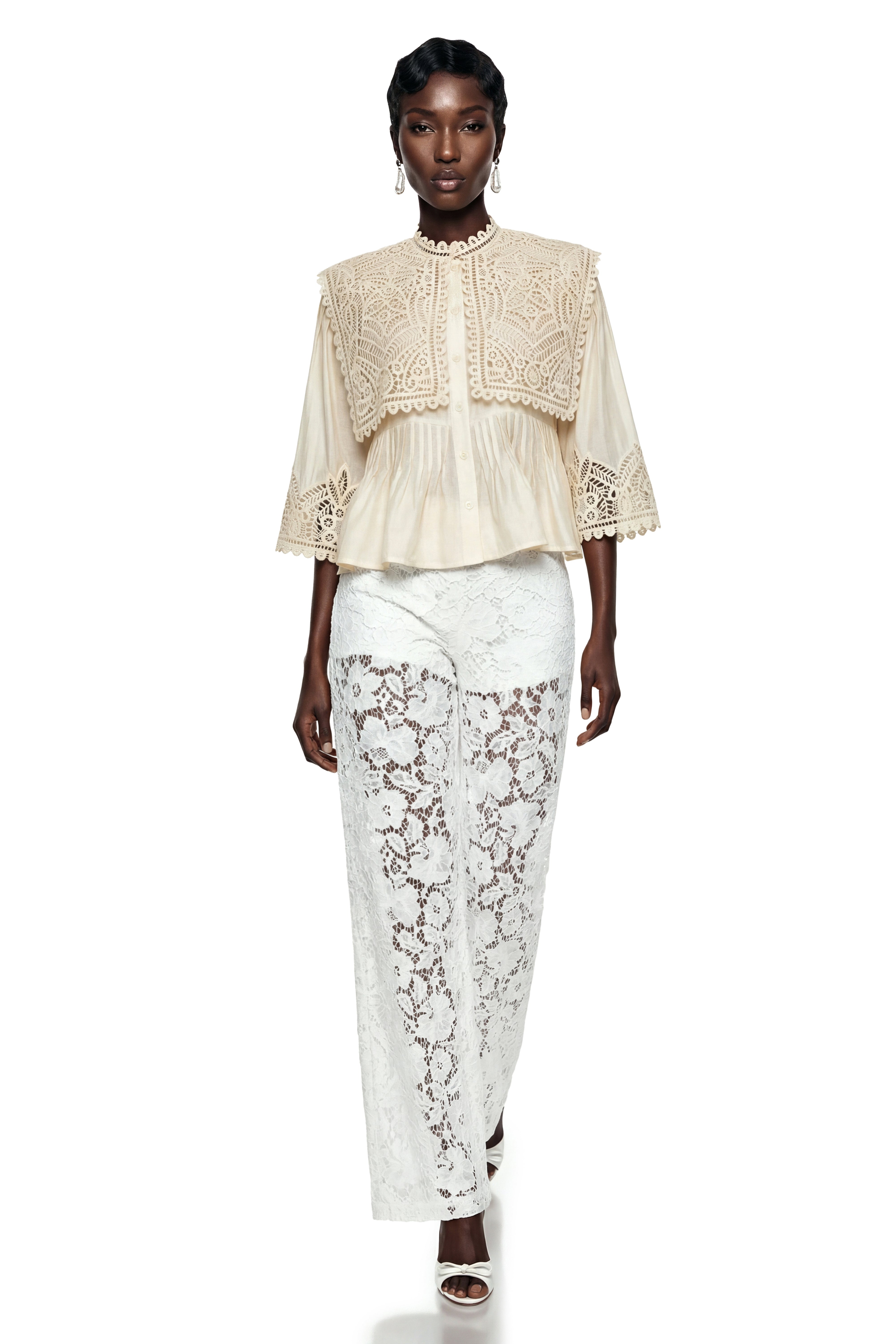 Ruby Cream Cut-Out Lace Blouse (Final Sale)