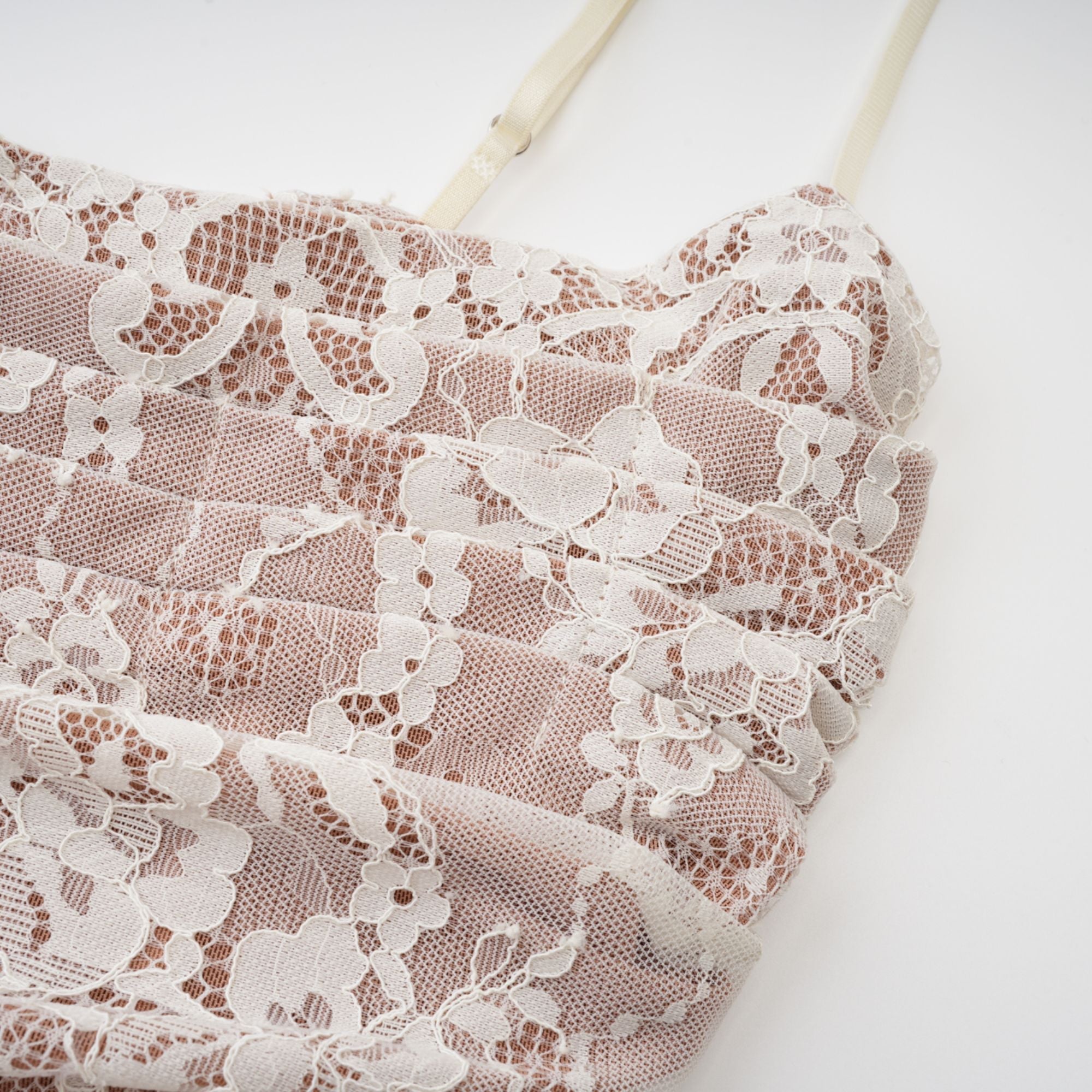 Valérie white floral lace mesh maxi dress (Final Sale)