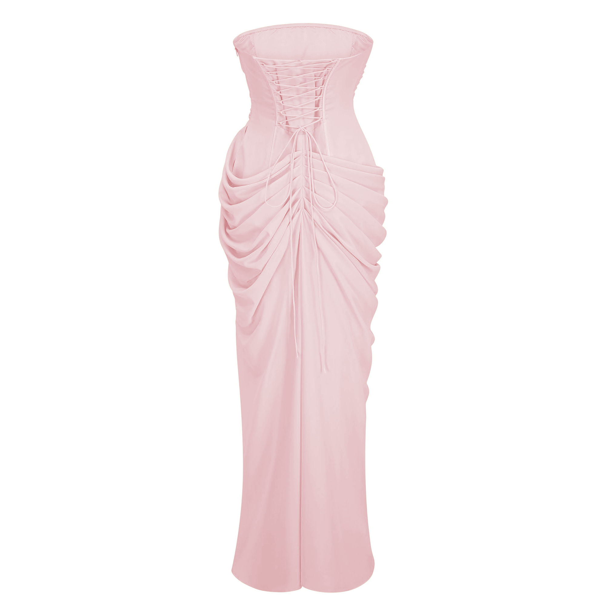 Safiya Pink Ruched Maxi Dress with Cross Front (Final Sale-US Only)