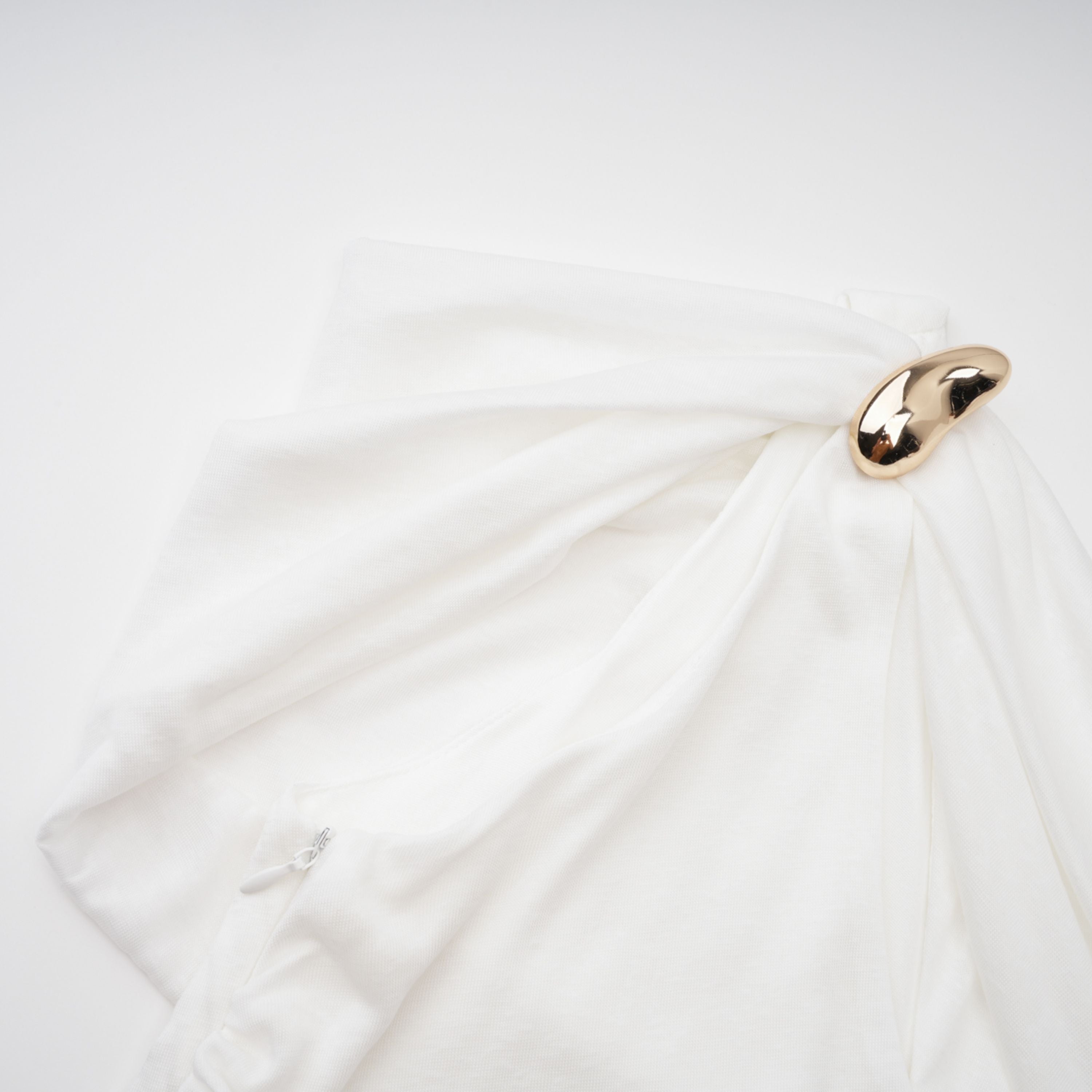 Sigrun White Asymmetrical Gathered Maxi Dress (Final Sale-US Only)