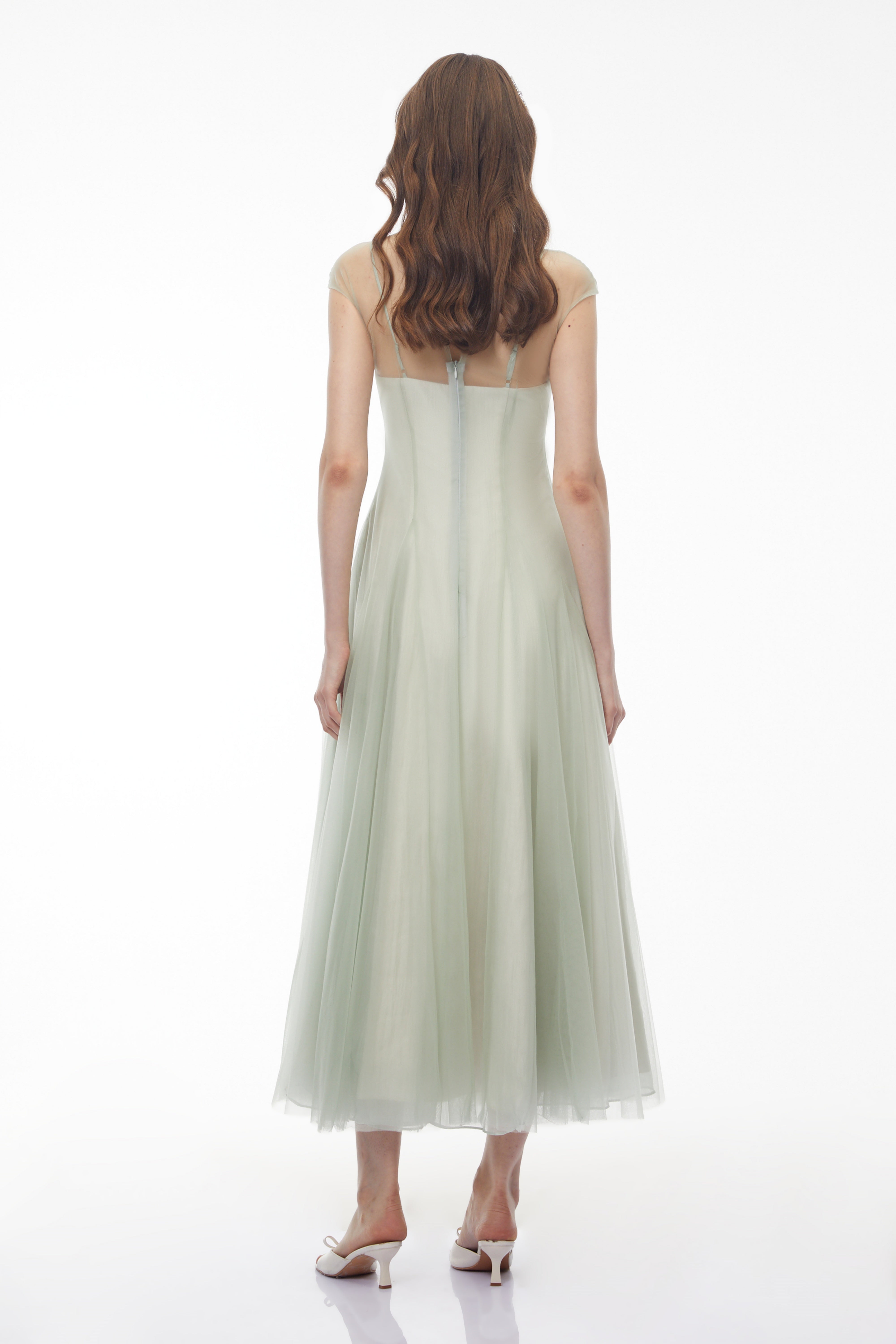 Simin Green Semi-Sheer Tulle Maxi Dress (Final Sale)